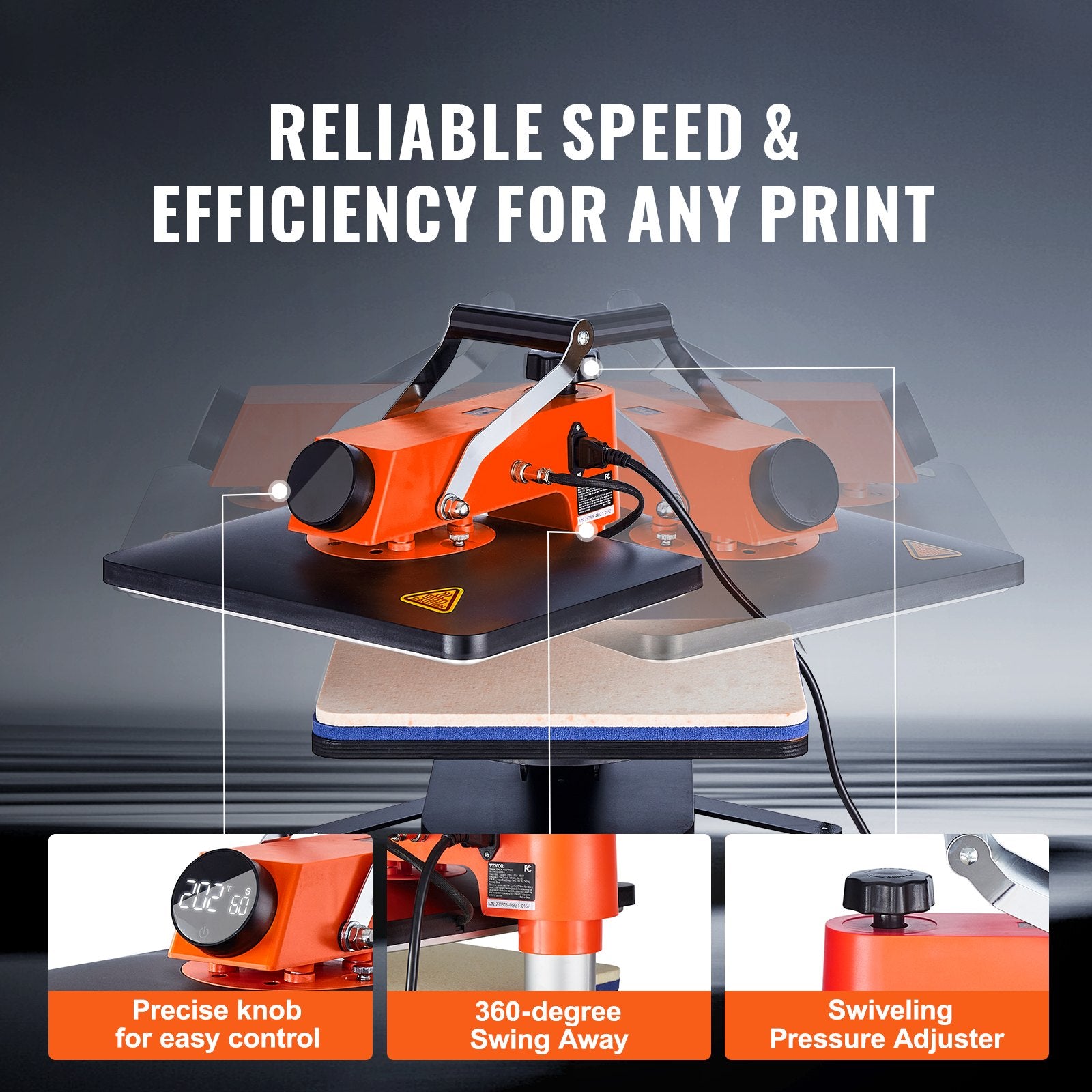 VEVOR Heat Press Machine 12x15in 8in1 Sublimation Transfer T-shirt Plate Mug Cup 4
