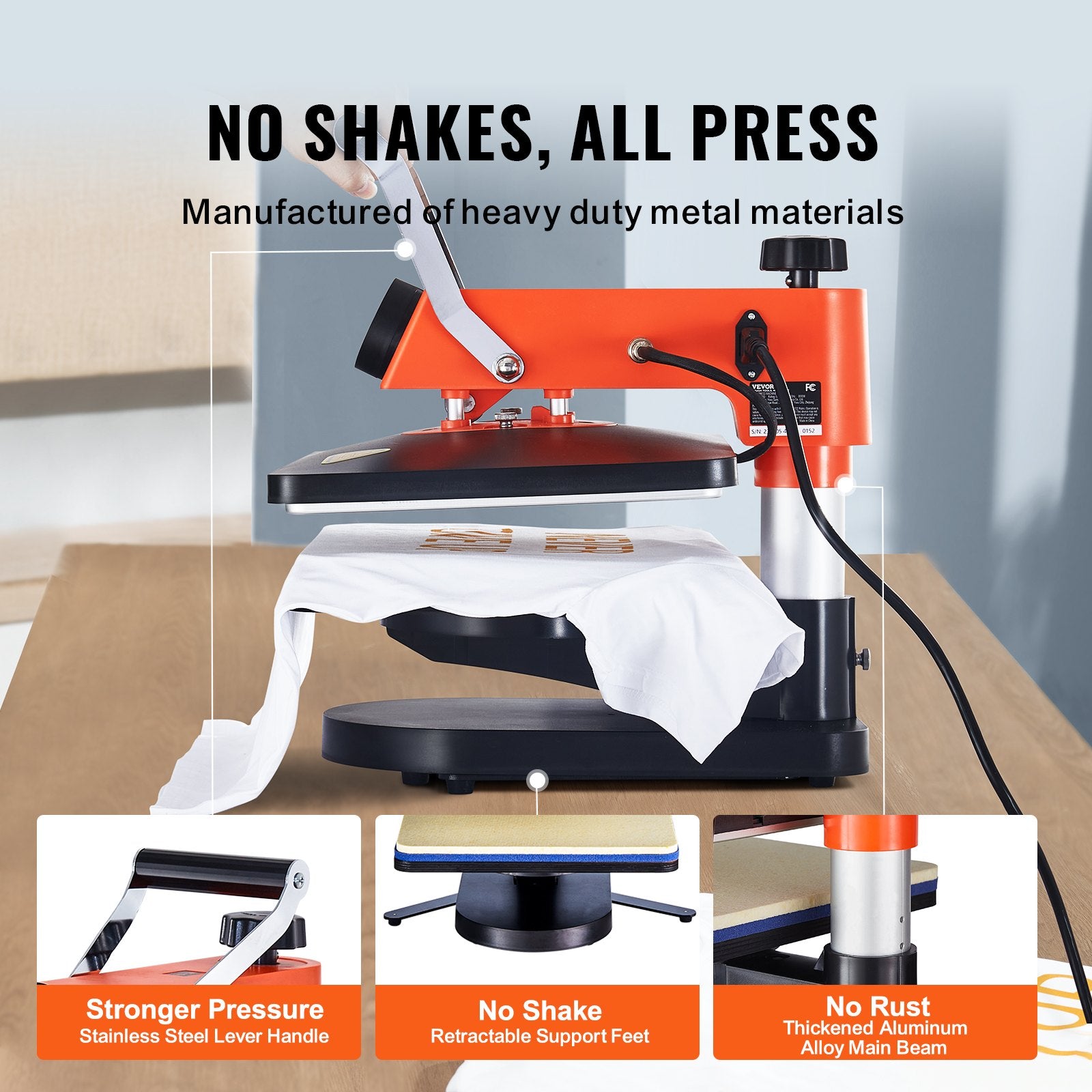 VEVOR Heat Press Machine 12x15in 8in1 Sublimation Transfer T-shirt Plate Mug Cup 5