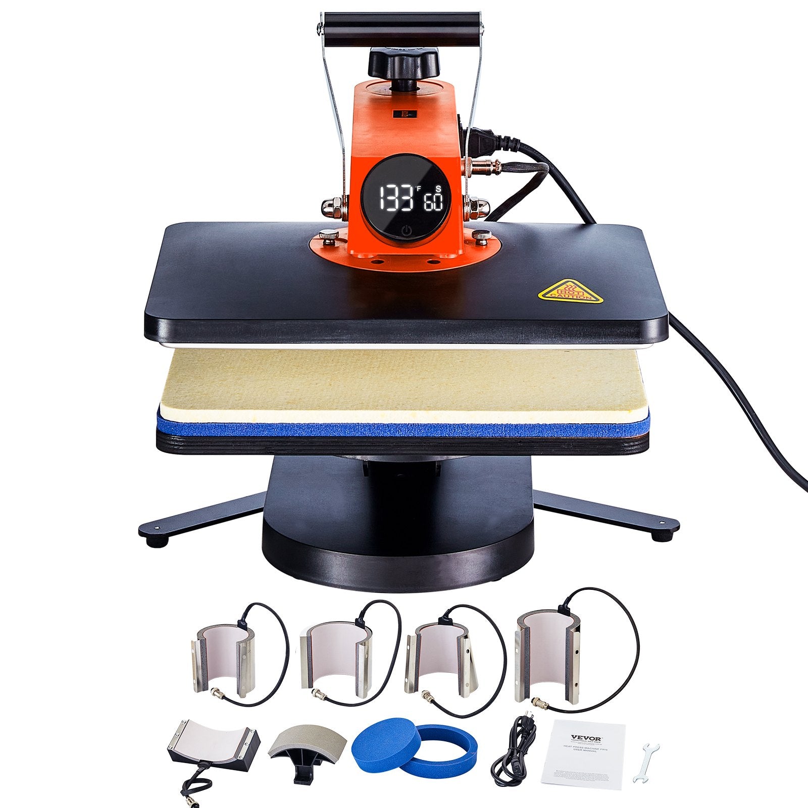 VEVOR Heat Press Machine 12x15in 8in1 Sublimation Transfer T-shirt Plate Mug Cup 9