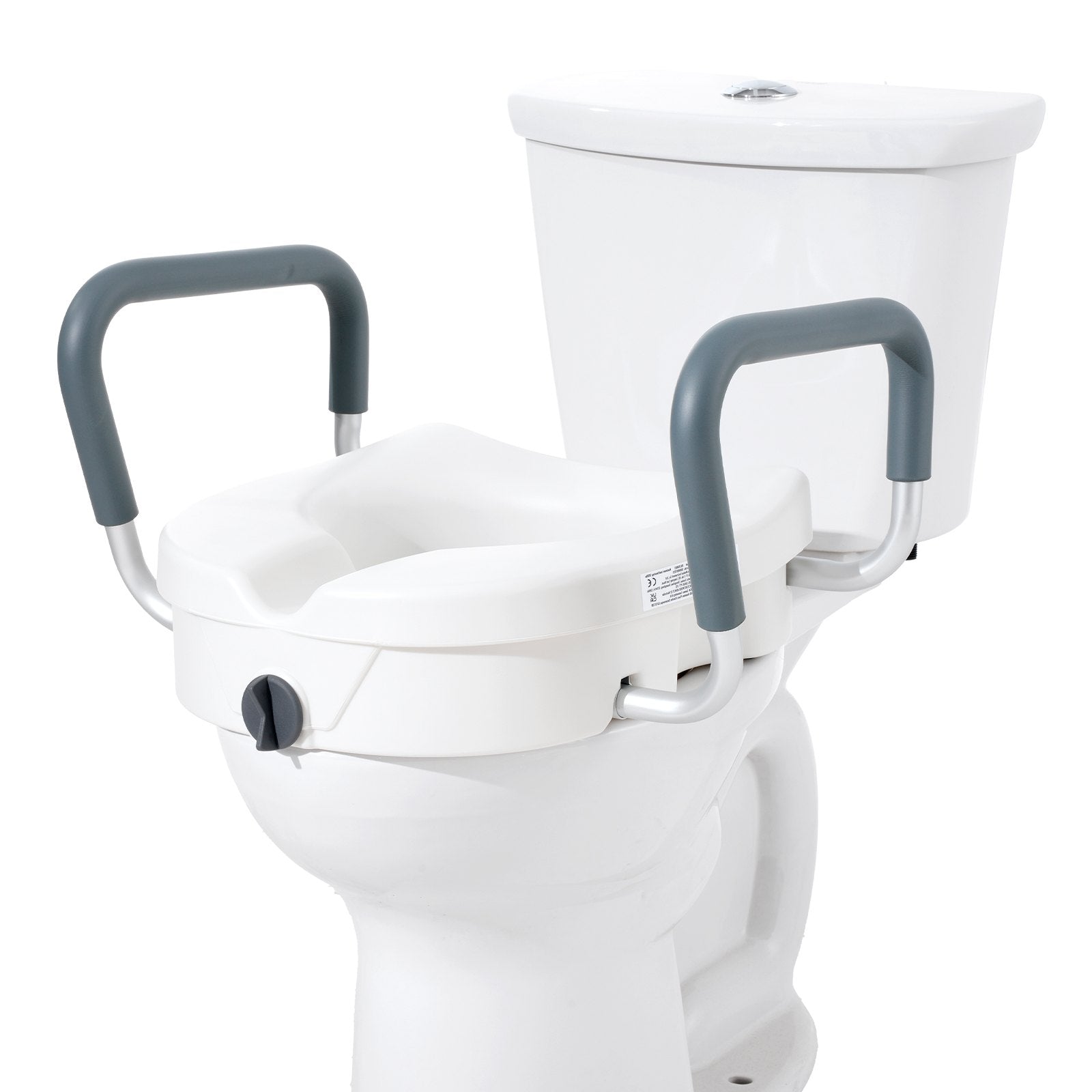 VEVOR Raised Toilet Seat, 5" Height Raised, 350 lbs Weight Capacity, for Round and Elongated Toilet, Twist Lock Installation,19.1" - 21.7" Adjustable Width, for Elderly, Handicap, Patient, Pregnant, M 10