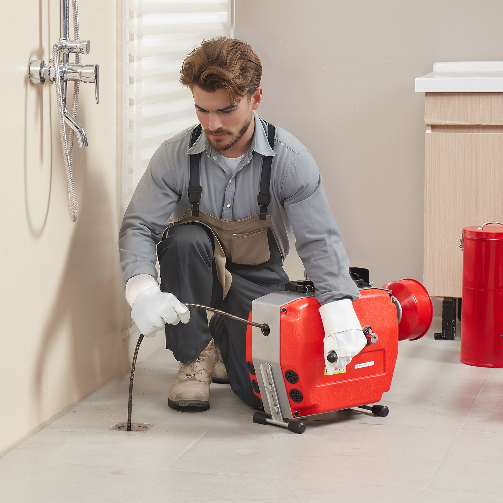 VEVOR Drain Cleaner Machine 120FT x 7/8" 420W Sewer Snake Auger Manual Feed 8