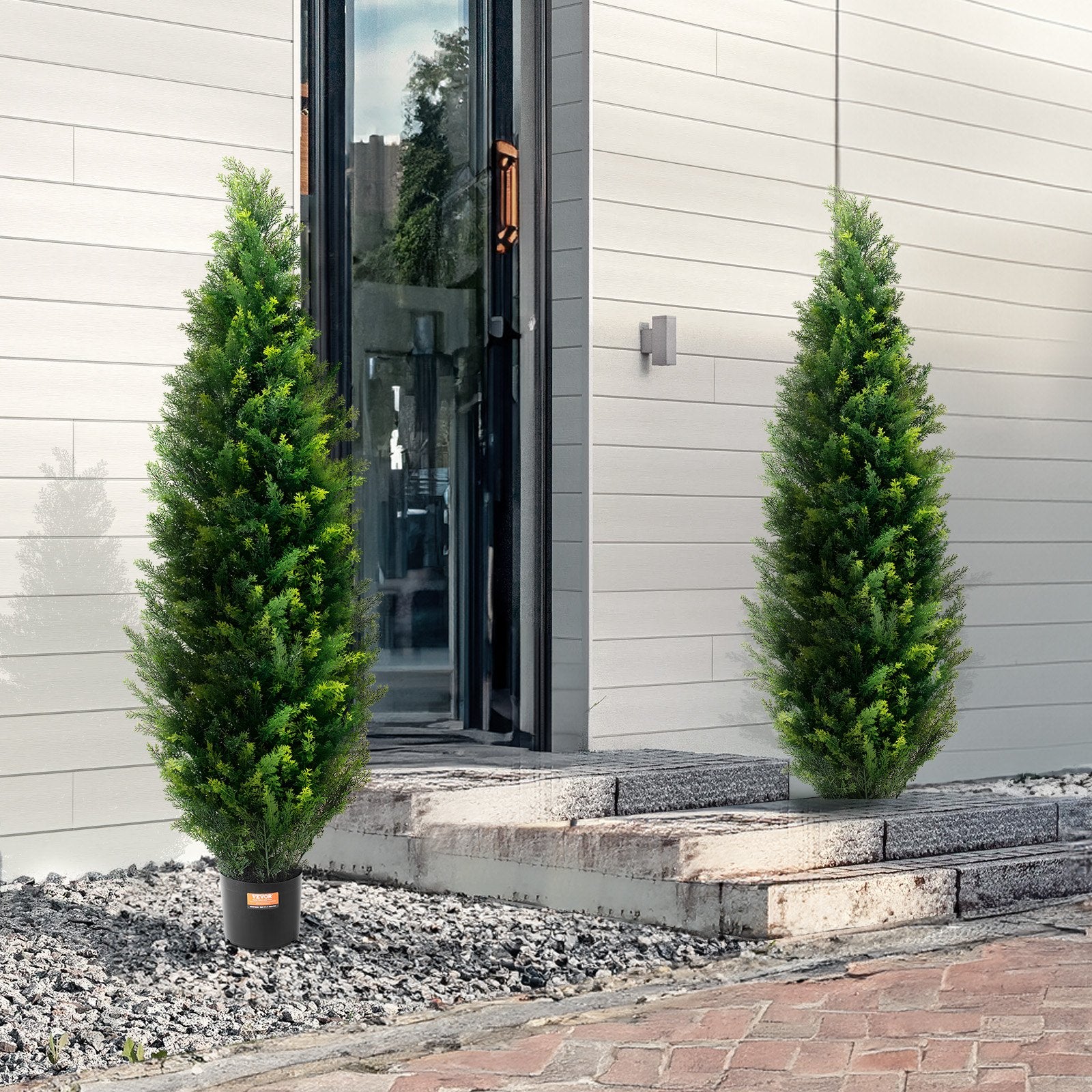 VEVOR 2 Pack 5' Artificial Cedar Topiary Tree Faux Plant UV Decor In/Outdoor 8