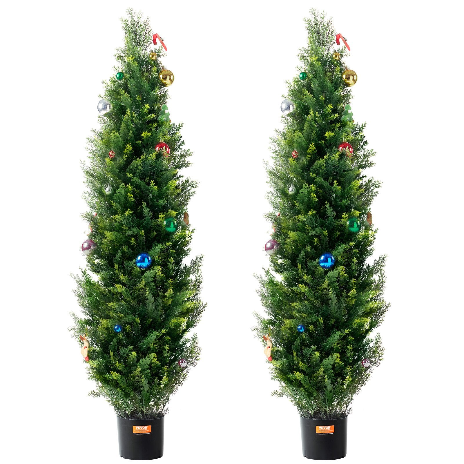 VEVOR 2 Pack 5' Artificial Cedar Topiary Tree Faux Plant UV Decor In/Outdoor 10