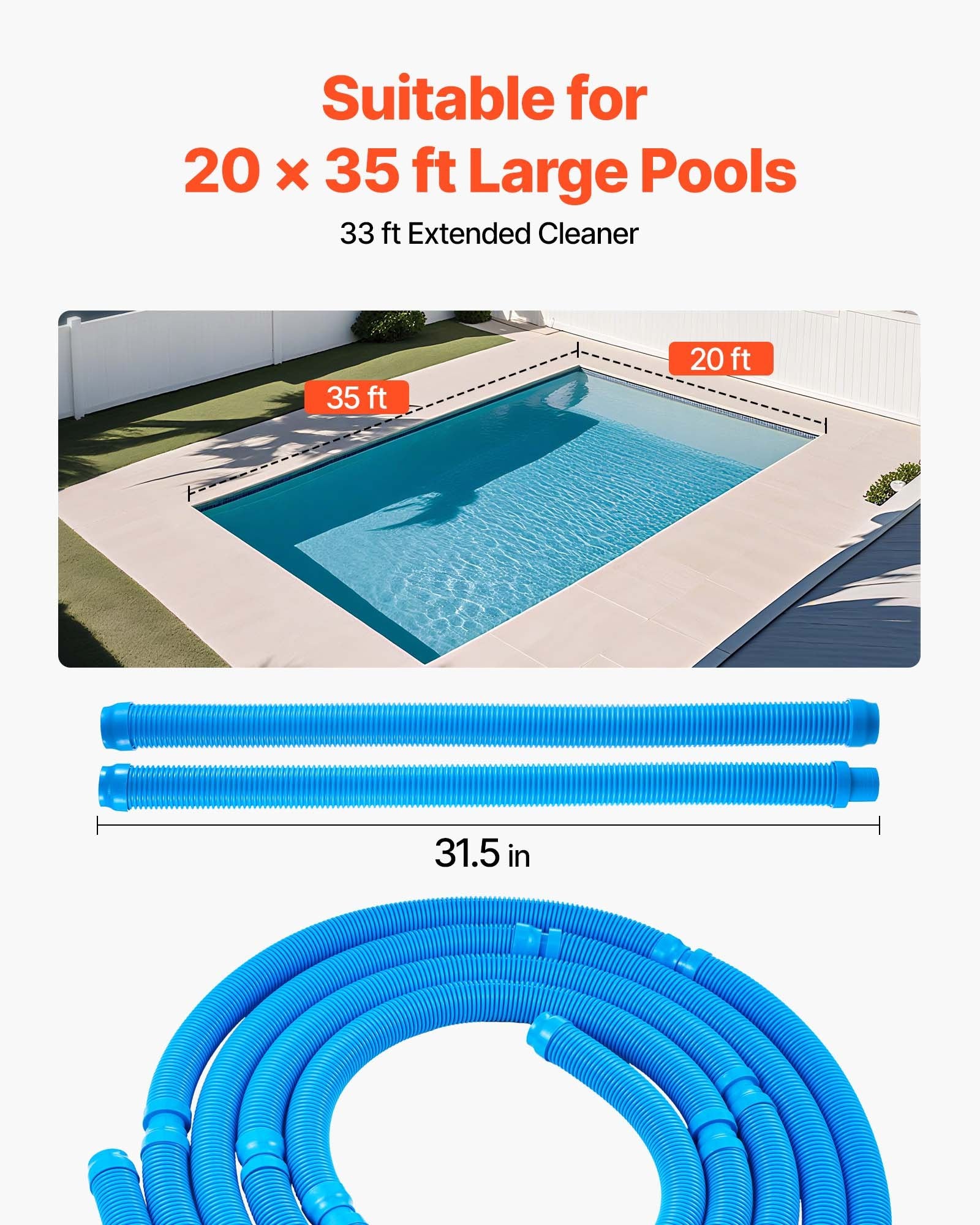VEVOR Suction Pool Cleaner, Automatic Pool Vacuum Cleaner, Suction Side Automatic Pool Cleaner, Suction Vacuum Pool Sweeper with 12 Hoses, for In-ground and Above-ground Pool Up to 609.6 x 1066.8 cm 4
