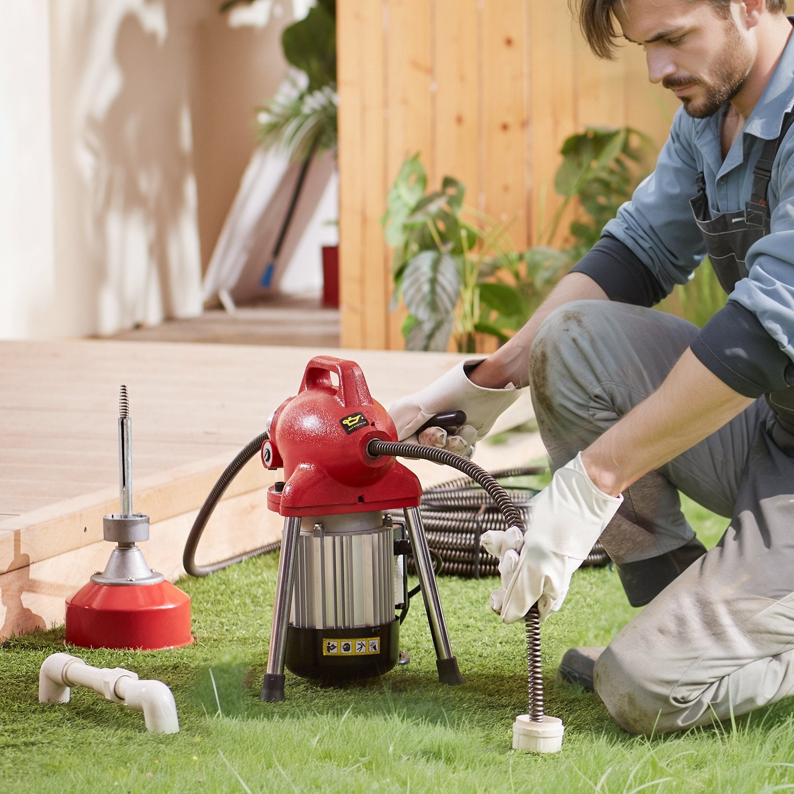 VEVOR Drain Cleaner Machine 66FT x 5/8In 250W Sectional Snake Auger Manual Feed 8