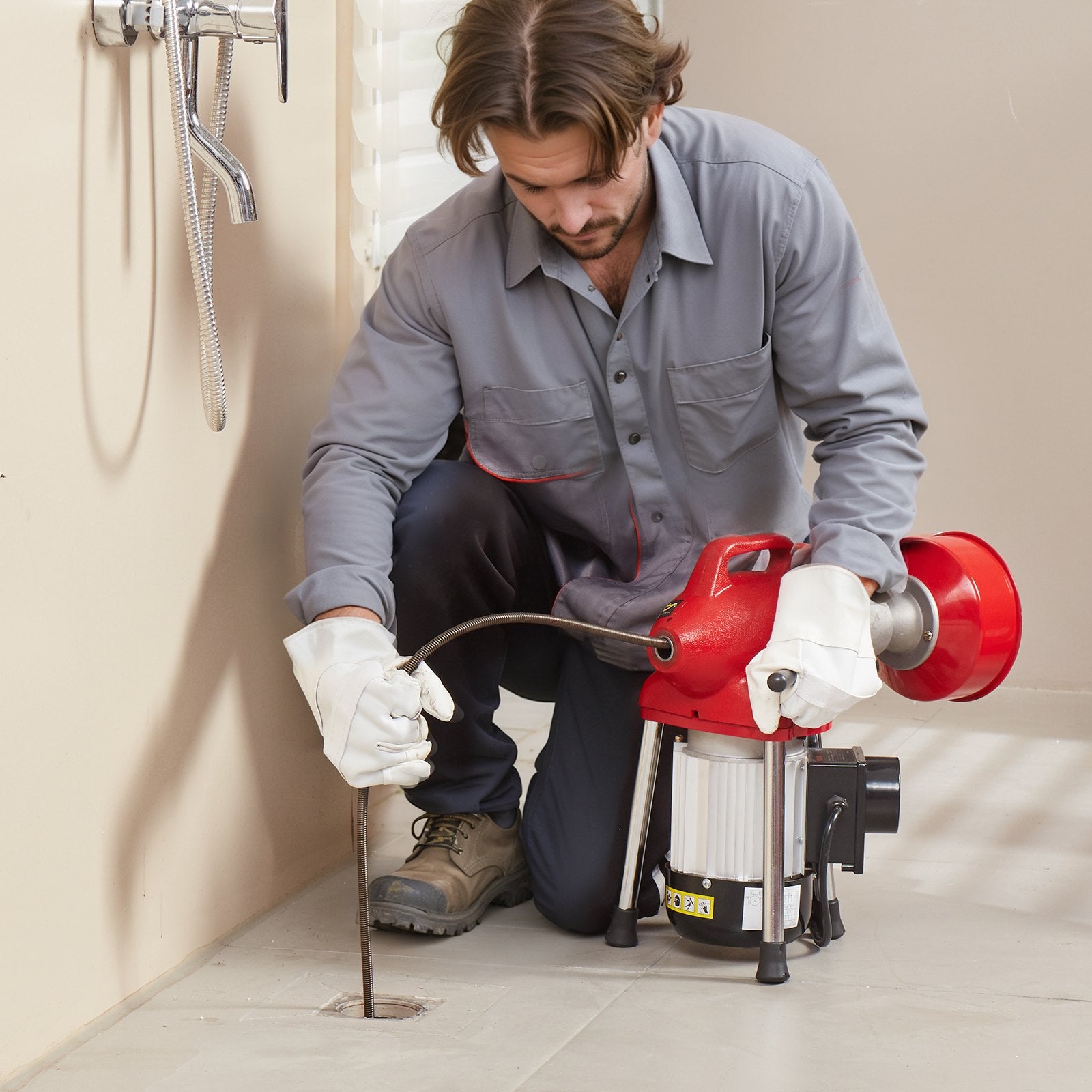 VEVOR Drain Cleaner Machine 120FT x 5/8In 370W Sectional Snake Auger Manual Feed 8