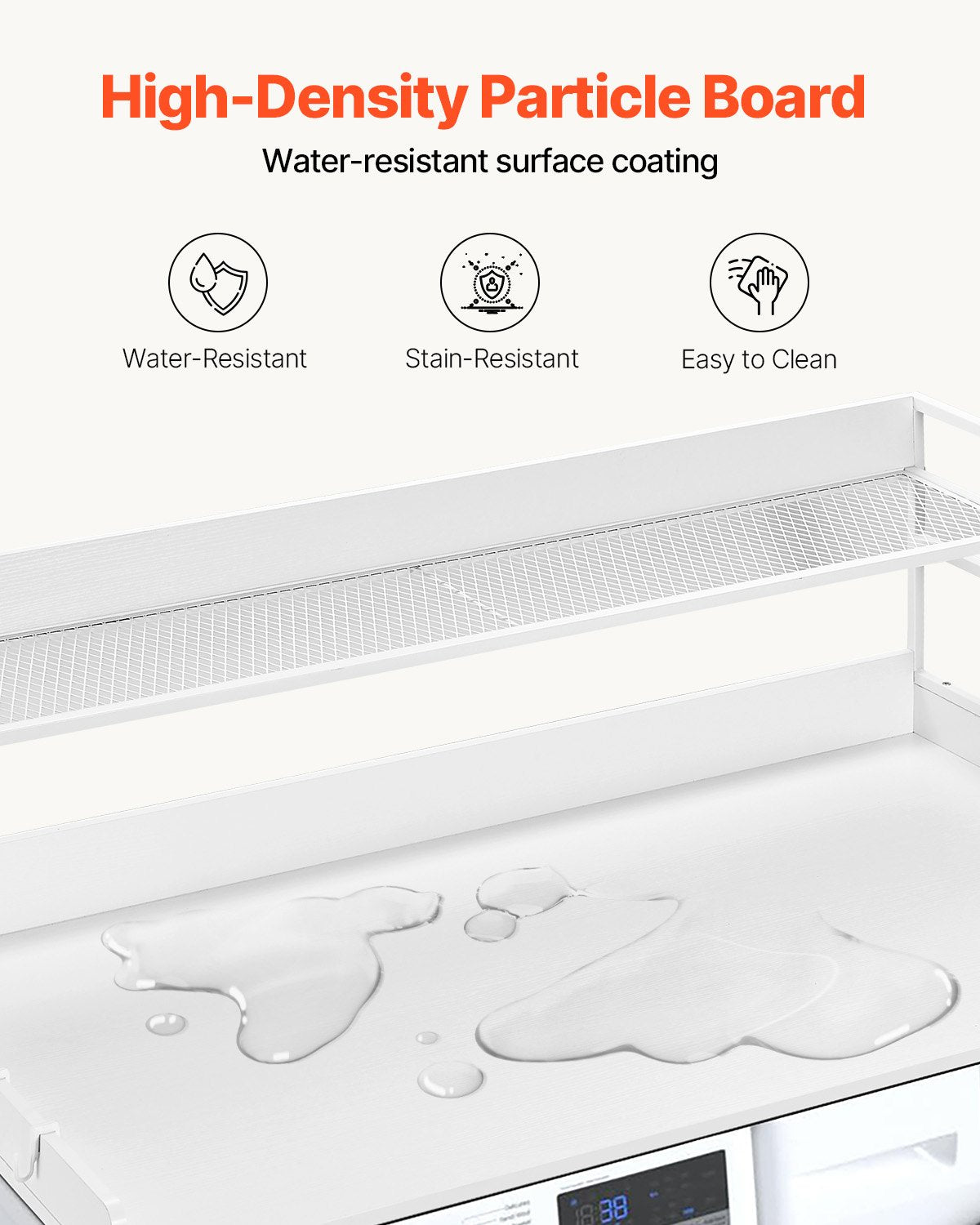 VEVOR Washer Dryer Countertop with Shelf 54"x27" Wooden Washer Dryer Cover White 4