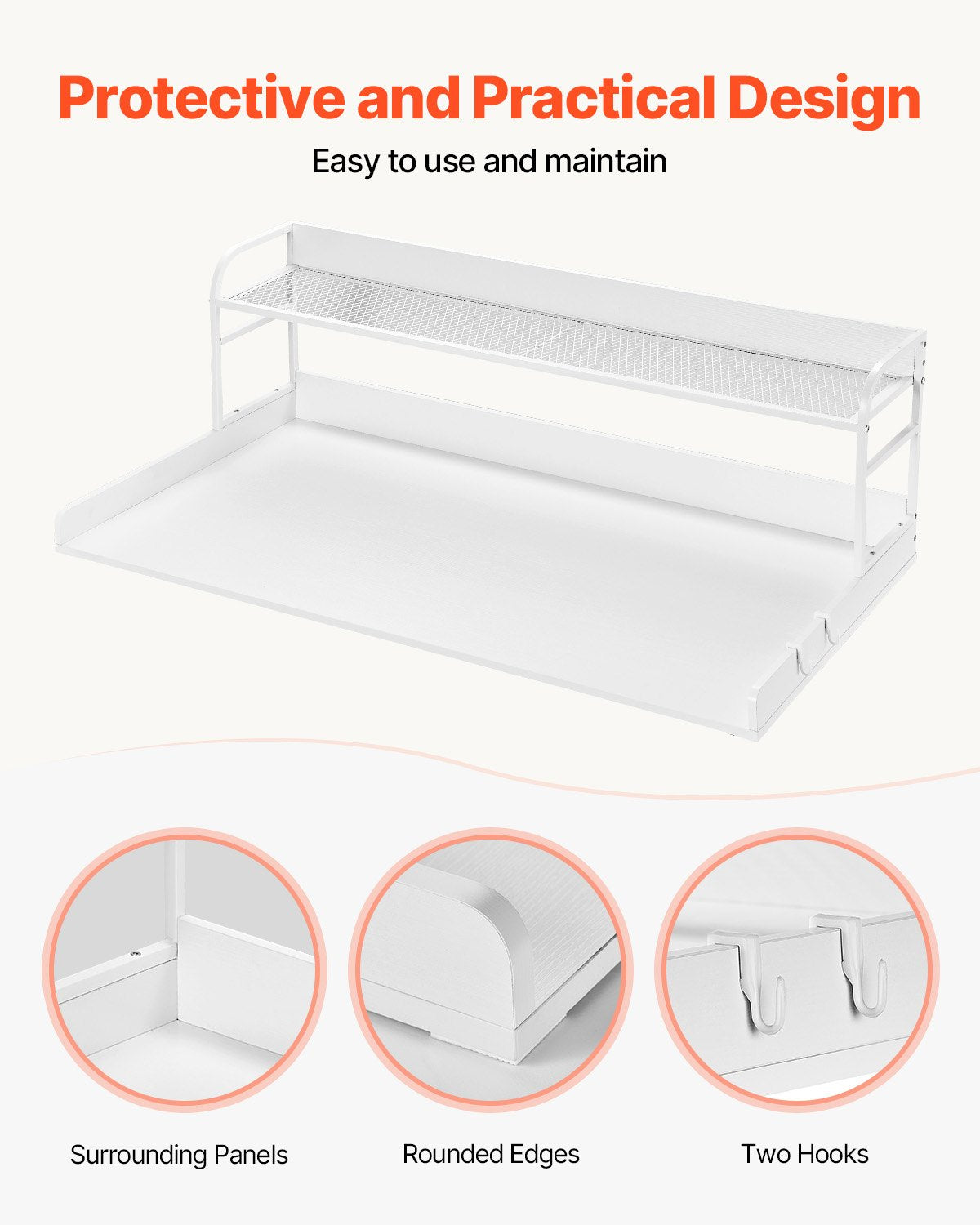 VEVOR Washer Dryer Countertop with Shelf 54"x27" Wooden Washer Dryer Cover White 6