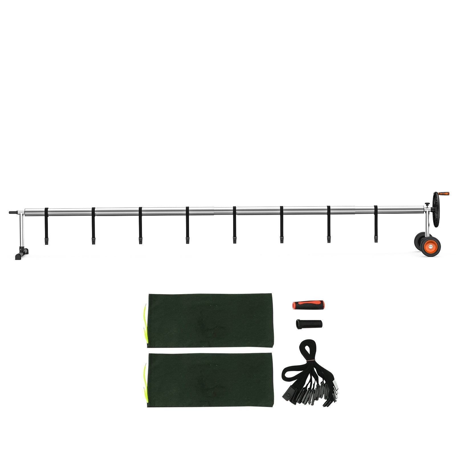 VEVOR Pool Cover Reel, Aluminum Solar Cover Reel 22 ft, Inground Swimming Pool Cover Reel Set with Rubber Wheels and Sandbags, Fits for 5-22 ft Width Swimming Pools 9