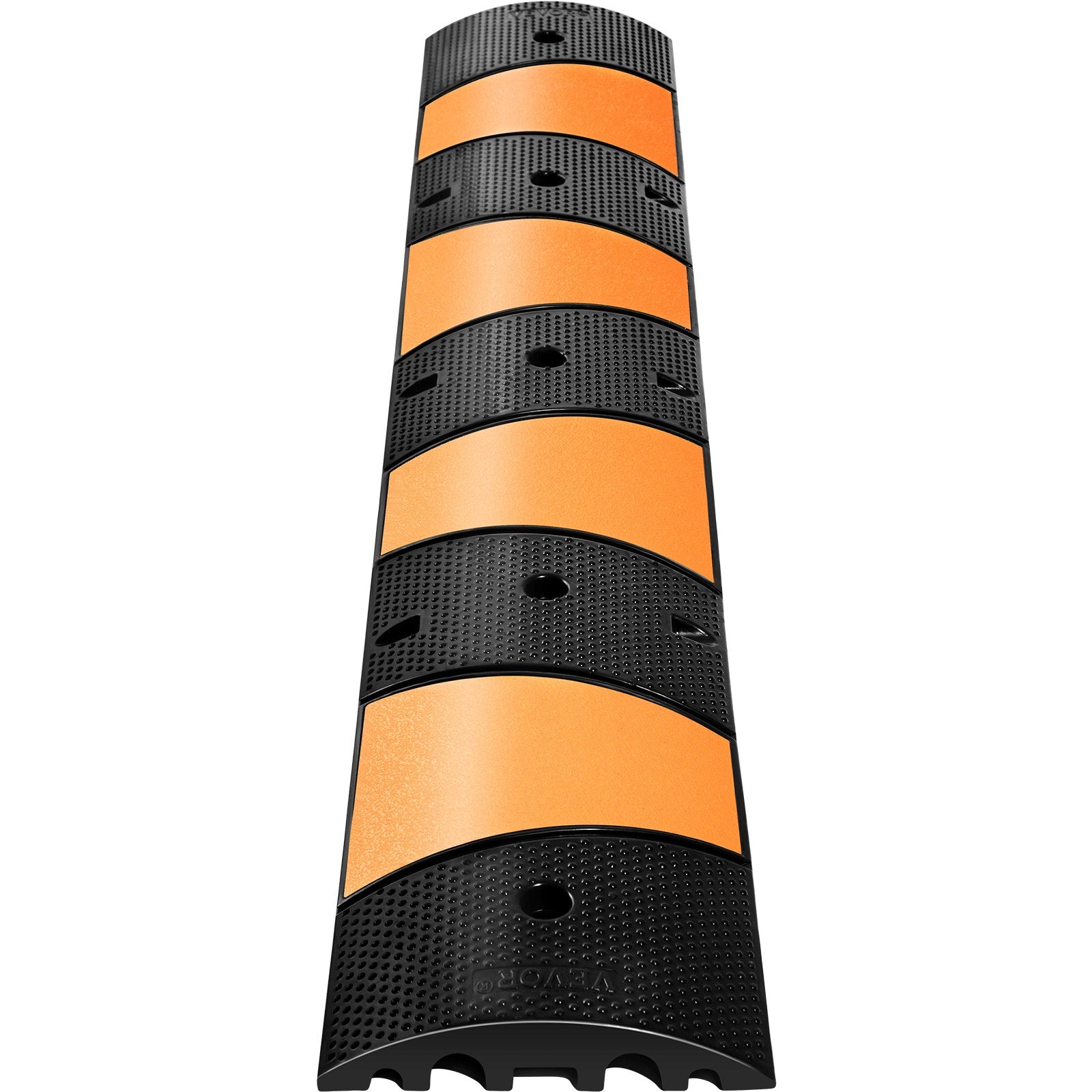 VEVOR Rubber Speed Bump, 1 Pack 2 Channel Speed Bump Hump, 72.8\" Long Modular Speed Bump Rated 22000 LBS Load Capacity, 72.8 x 12.2 x 2.2 Garage Speed Bump for Asphalt Concrete Gravel Driveway-6 FT 8