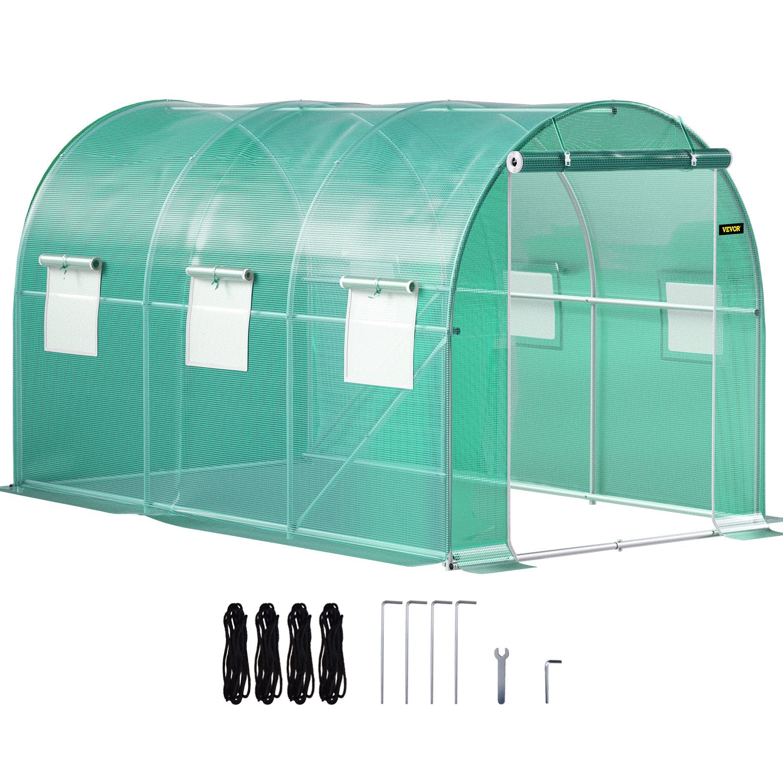 VEVOR Walk-in Tunnel Greenhouse Galvanized Frame & Waterproof Cover 12x7x7 ft