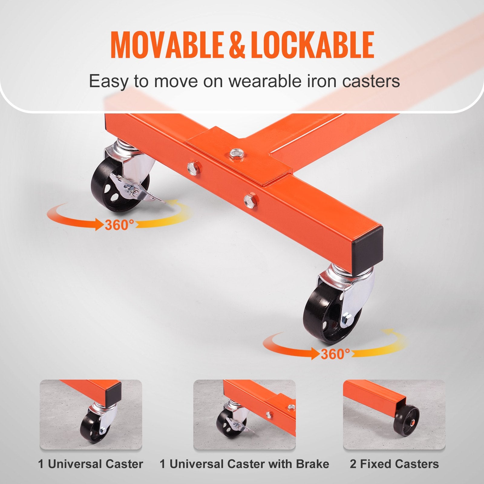 VEVOR Engine Stand 750LBS Motor Hoist Dolly 360 Degree Adjustable Mounting Head 4