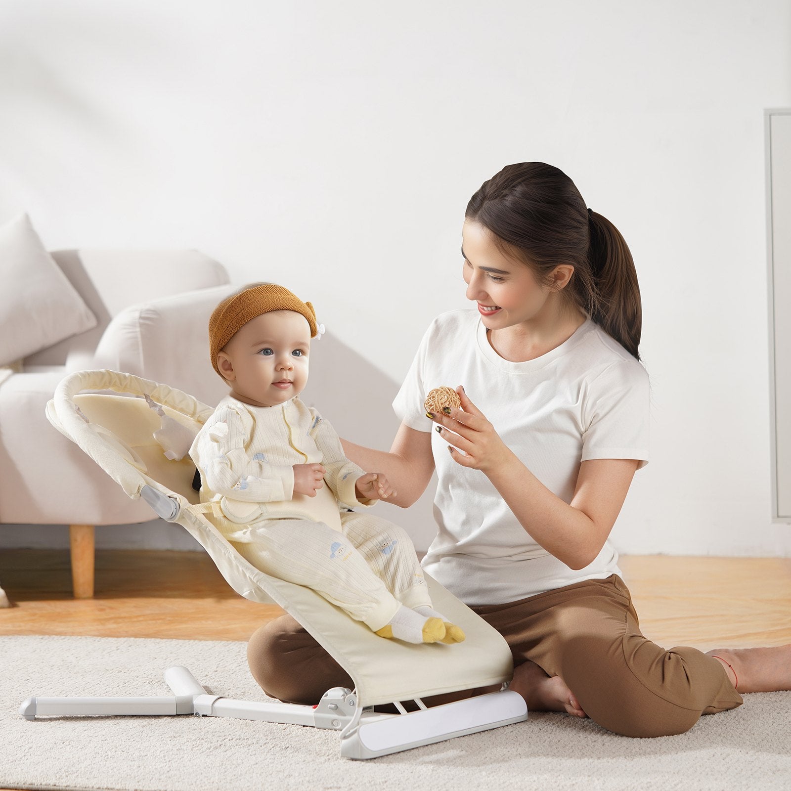 VEVOR Baby Bouncer Folding Bouncer Seat Chair for Babies 0-9 Months with Toy Bar 8