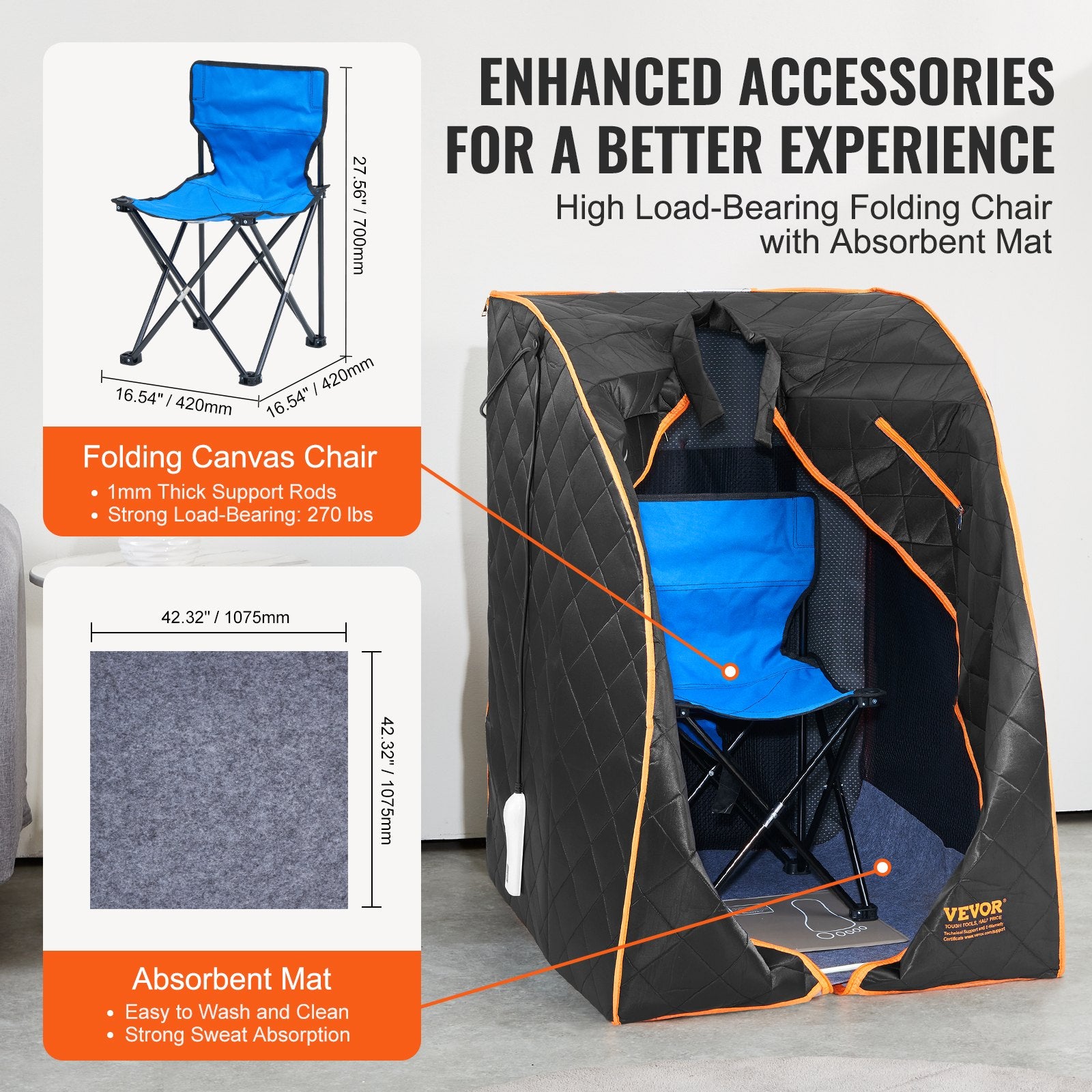 VEVOR Sauna Tent Far Infrared 1050W Personal Home Spa Loss Weight Detox Therapy 5