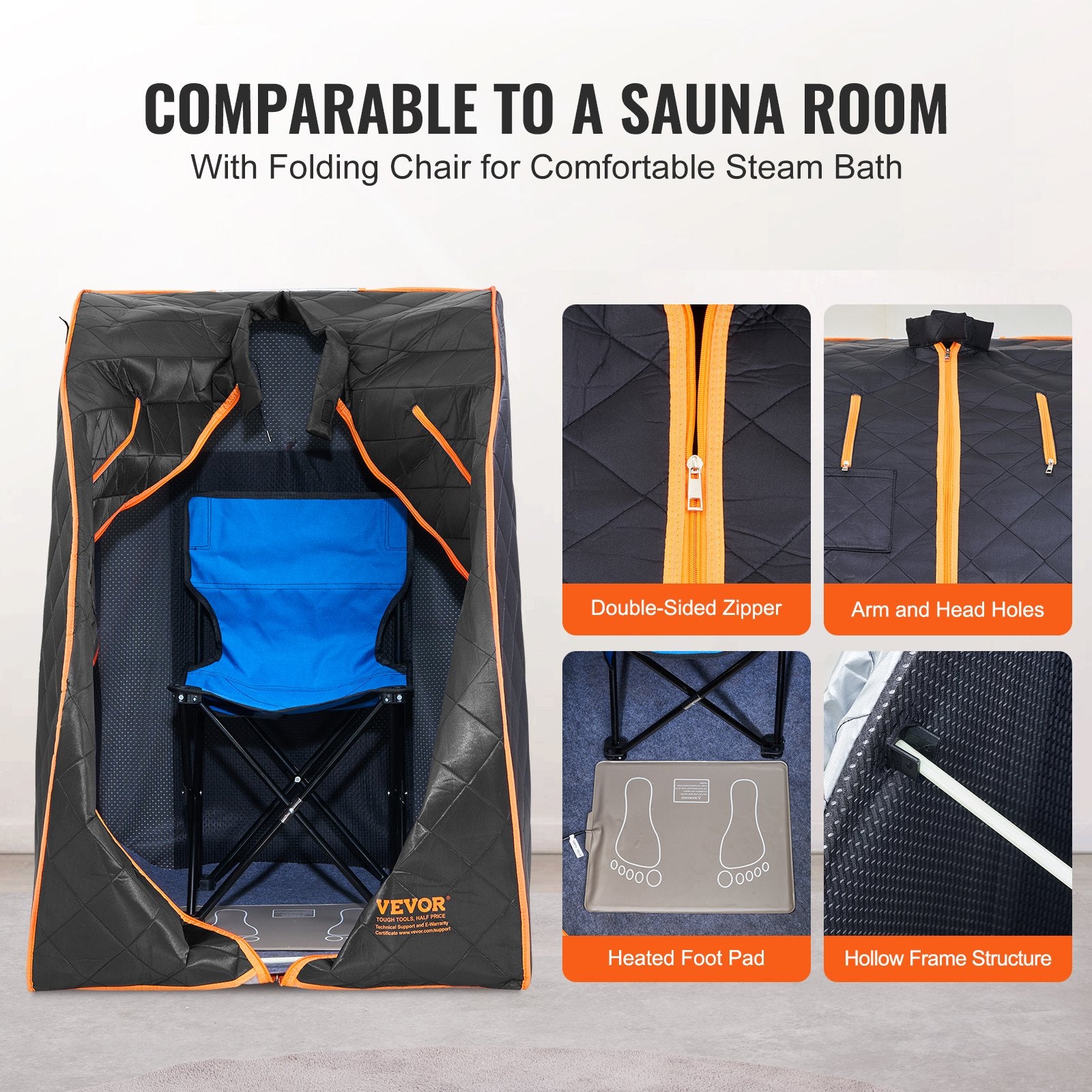 VEVOR Sauna Tent Far Infrared 1050W Personal Home Spa Loss Weight Detox Therapy 6