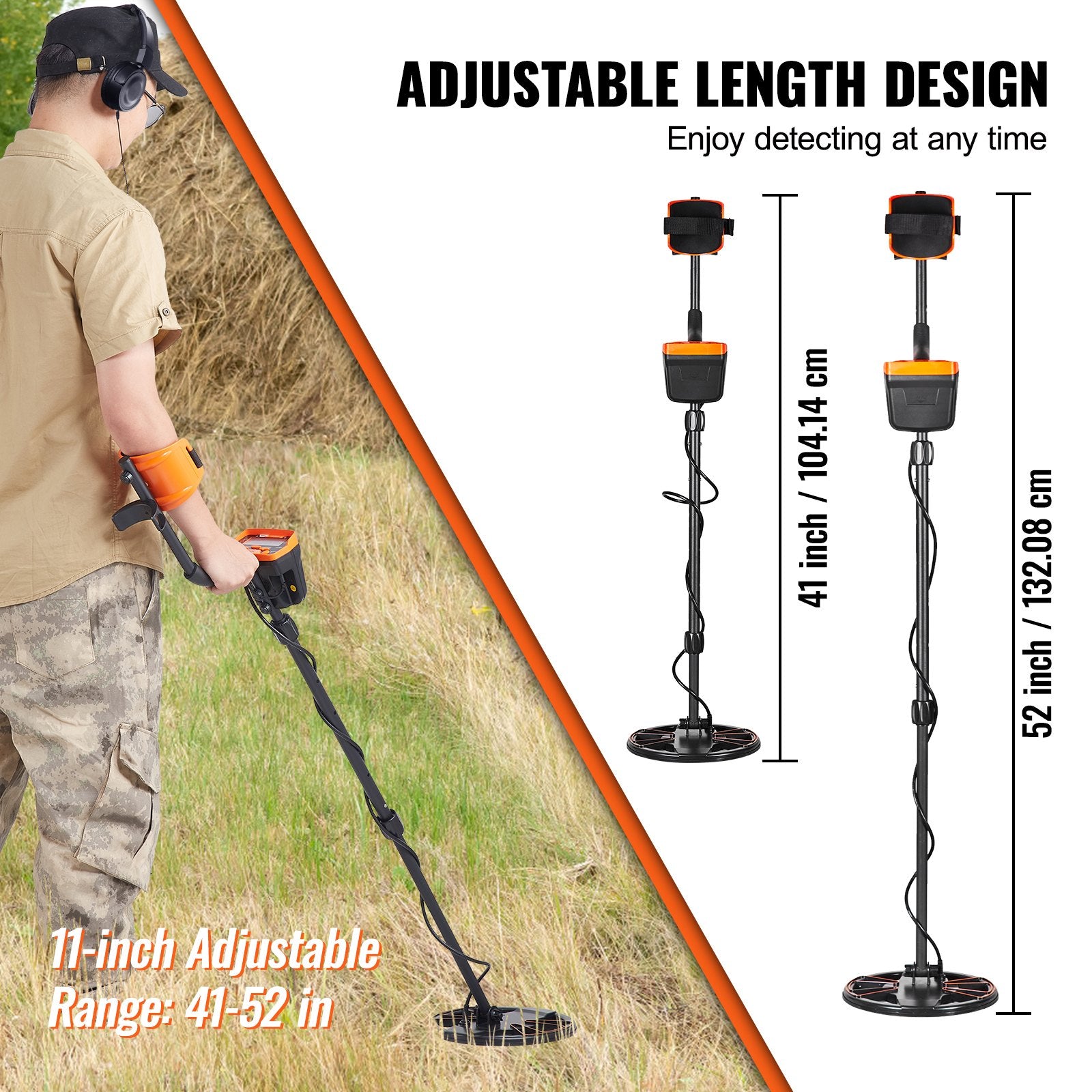 VEVOR Metal Detector for Adults&Kids, 250mm, Professional Adjustable Higher Accuracy Gold Detector, IP68 Waterproof Coil with LCD Display 7 Modes Advanced DSP Chip, for Detecting Gold Treasure Hunting 3