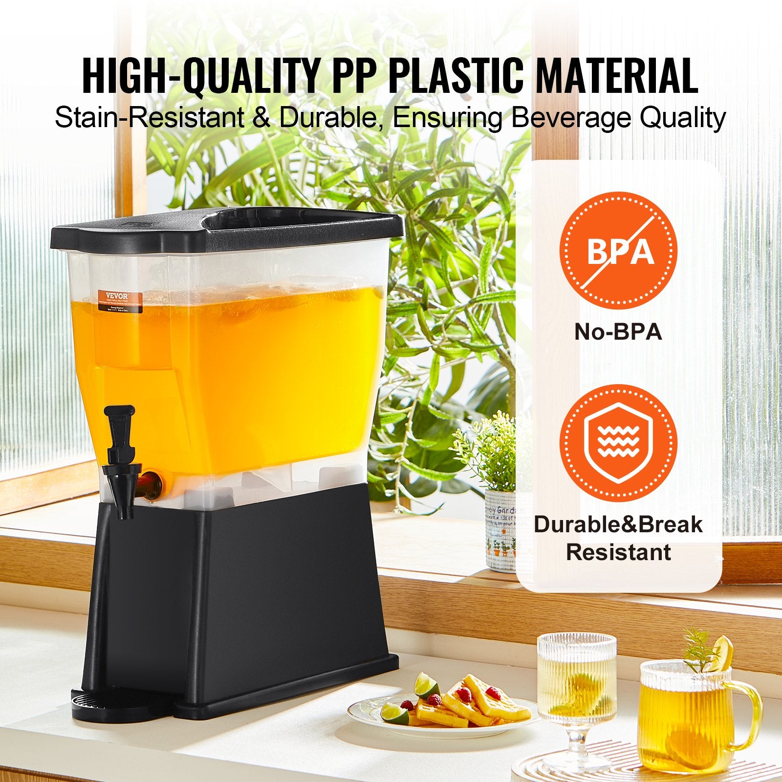 VEVOR Beverage Dispenser, 3 Gallon Drink Dispenser for Parties, Plastic Juice Dispenser with Stand Spigot Lid, Iced Tea Lemonade Juice Water Dispenser, for Restaurants, Hotels, Parties 3
