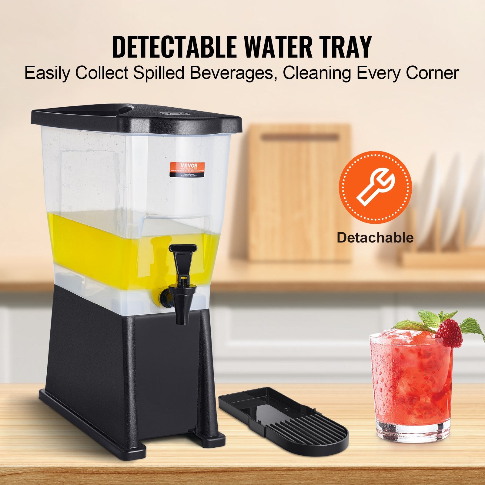 VEVOR Beverage Dispenser, 3 Gallon Drink Dispenser for Parties, Plastic Juice Dispenser with Stand Spigot Lid, Iced Tea Lemonade Juice Water Dispenser, for Restaurants, Hotels, Parties 4