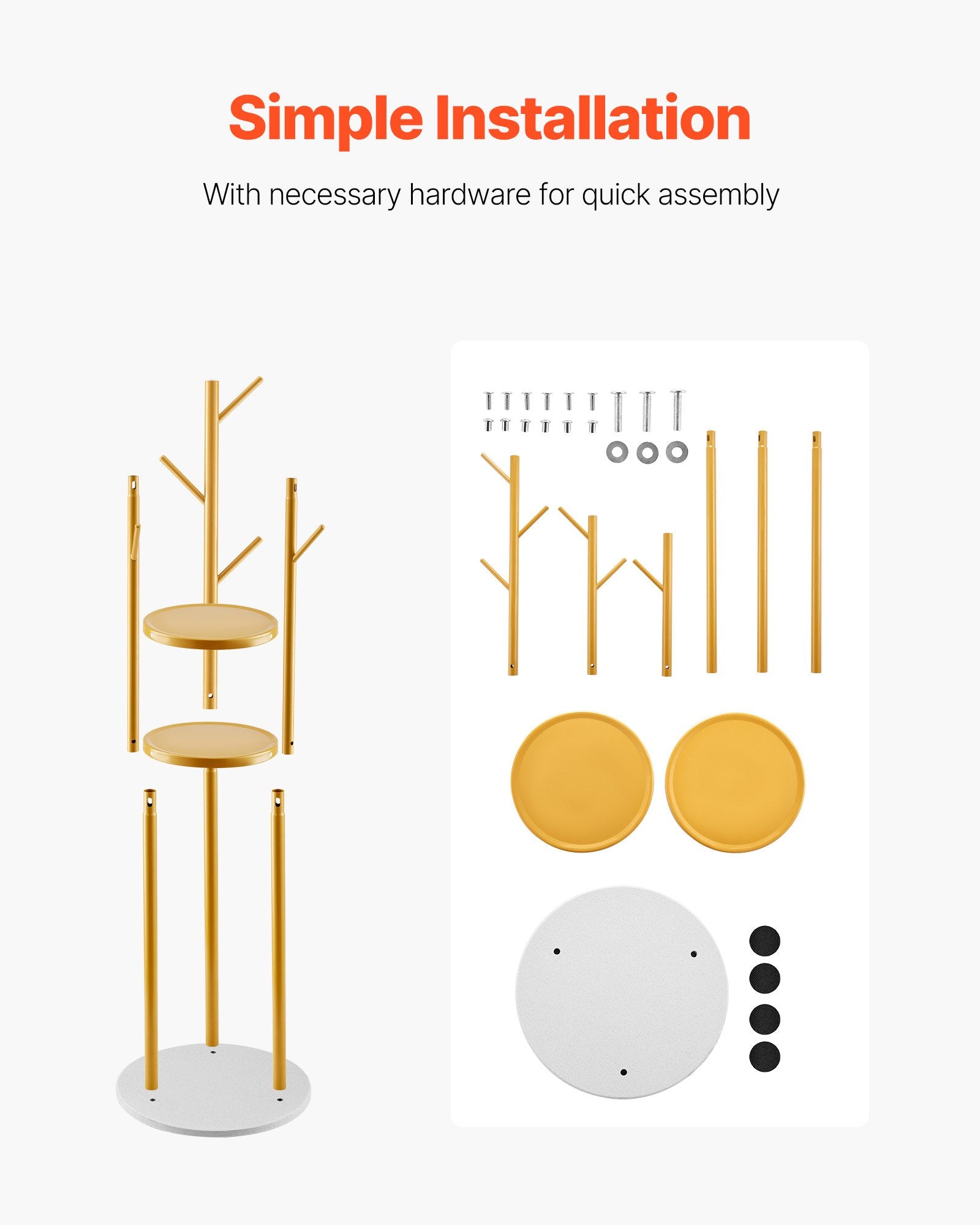 VEVOR Coat Rack, Freestanding Coat Rack Stand with Quartz Stone Base & 9 Hooks, Free Standing Hall Coat Tree for Entryway, Bedroom, Office, Living Room, Modern Clothes Hanger for Coat, Hat, Scarf, Bag 6