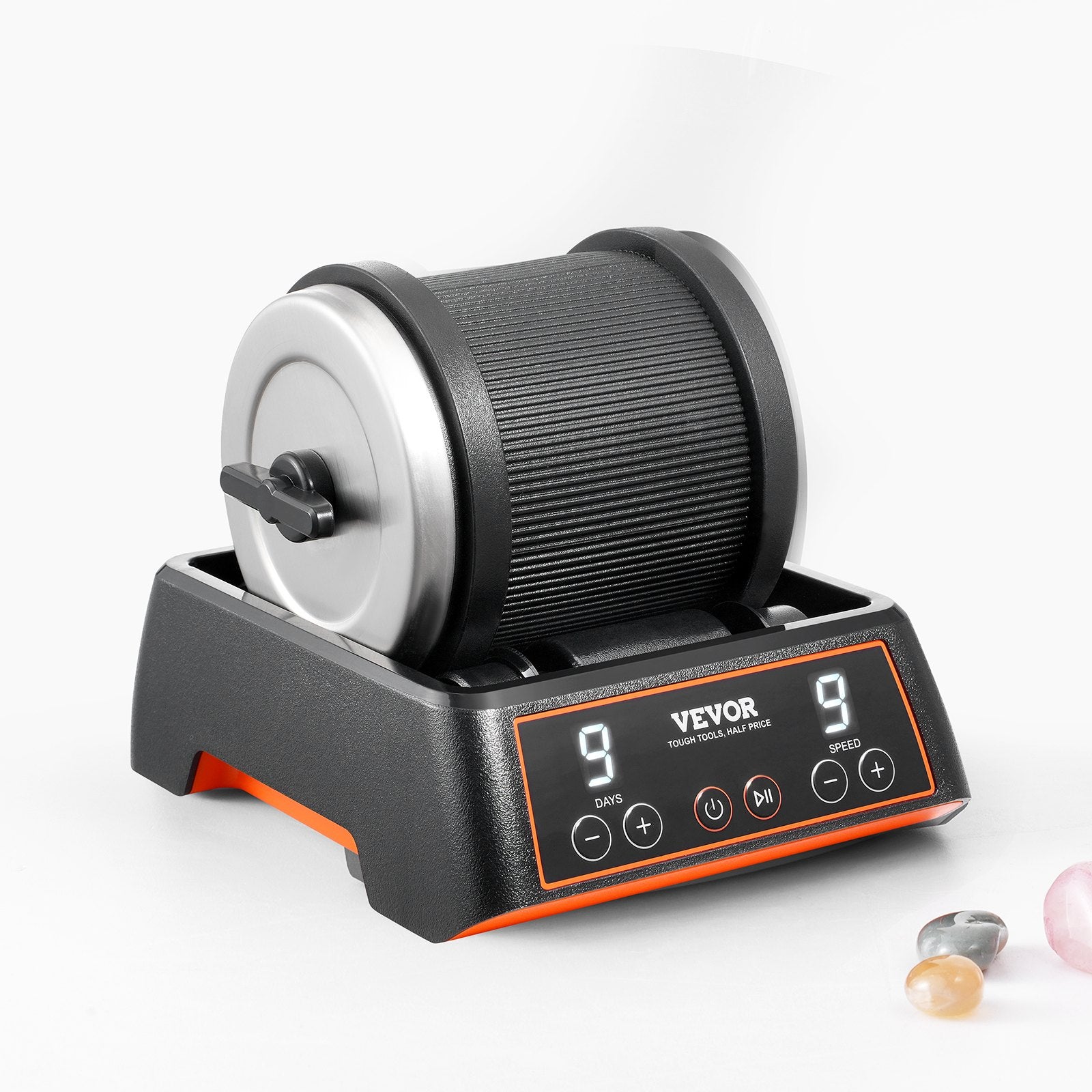 VEVOR Rock Tumbler Kit, 2.5 lbs Rock Polishing Kit, 9 Speed Settings 9-Day Polishing Timer Stone Polishing Kit, Rock Polisher with Rough Gemstones and Polishing Grits, Rock Polisher for Kids Adults 8