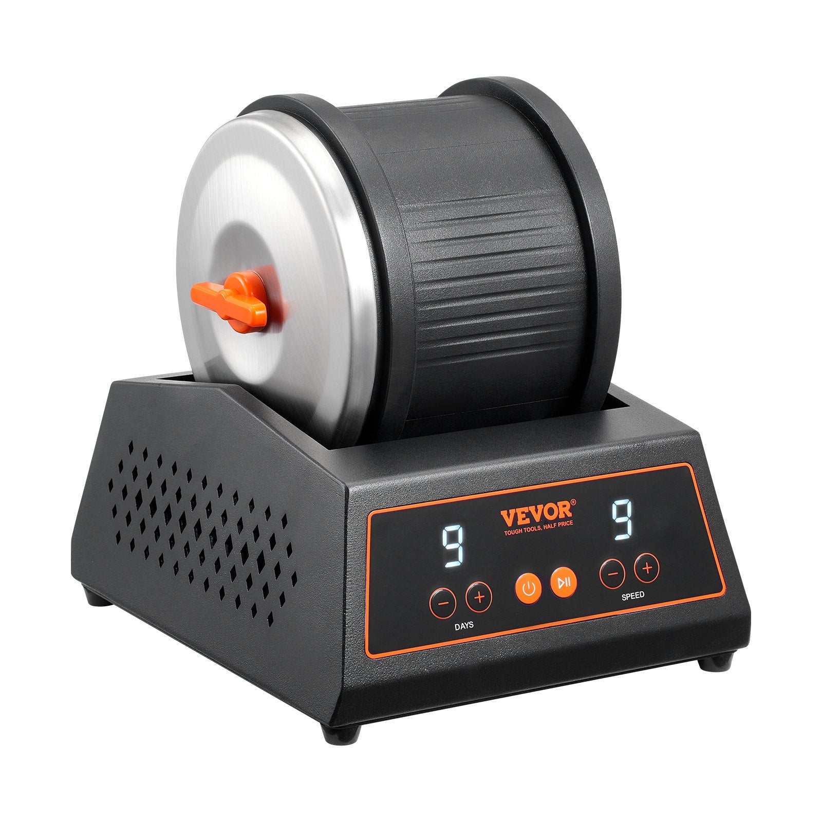 VEVOR Rock Tumbler Machine 4 lbs Rock Polishing Kit 9 Speed 9-Day Timer Steel 9