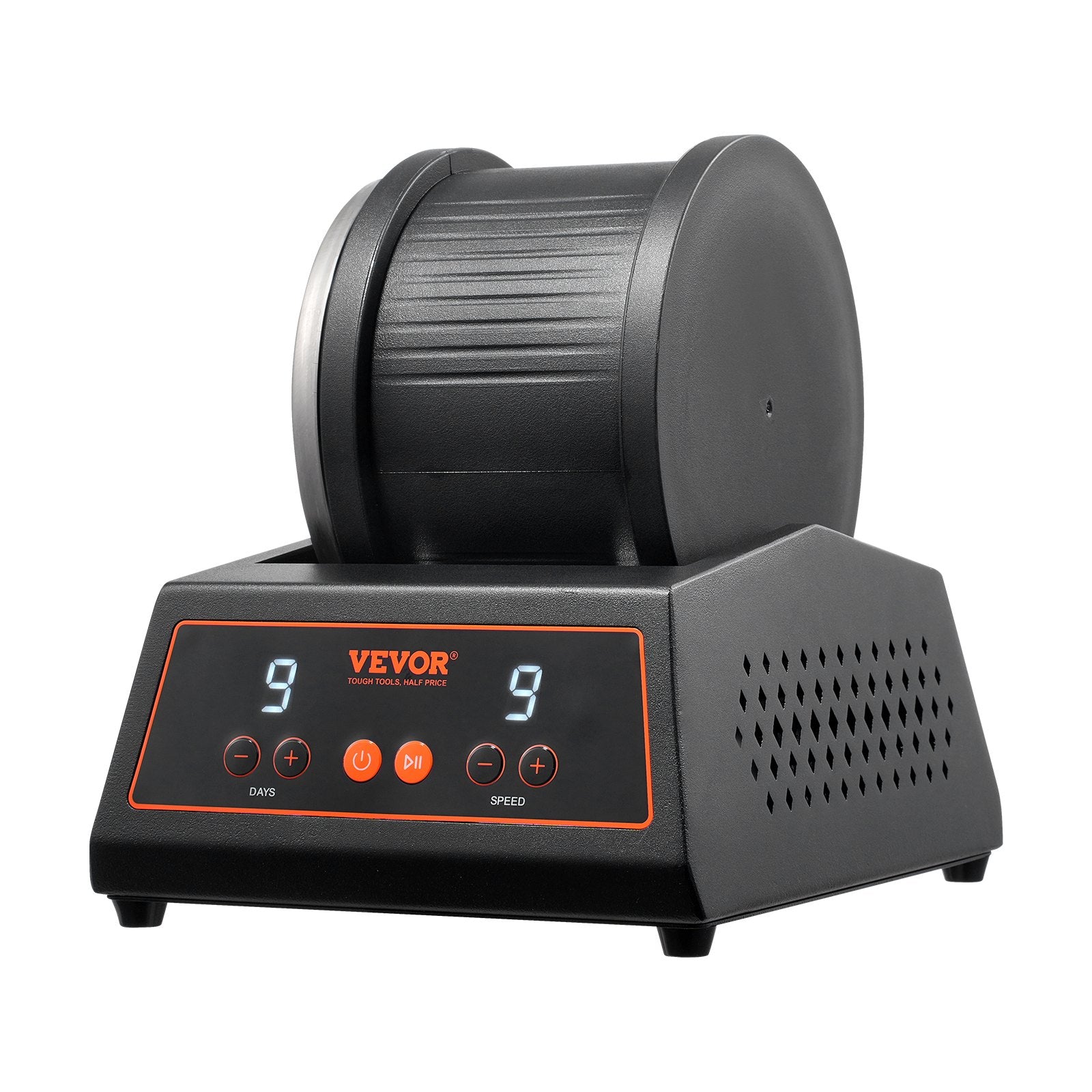 VEVOR Rock Tumbler Machine 4 lbs Rock Polishing Kit 9 Speed 9-Day Timer Steel 11