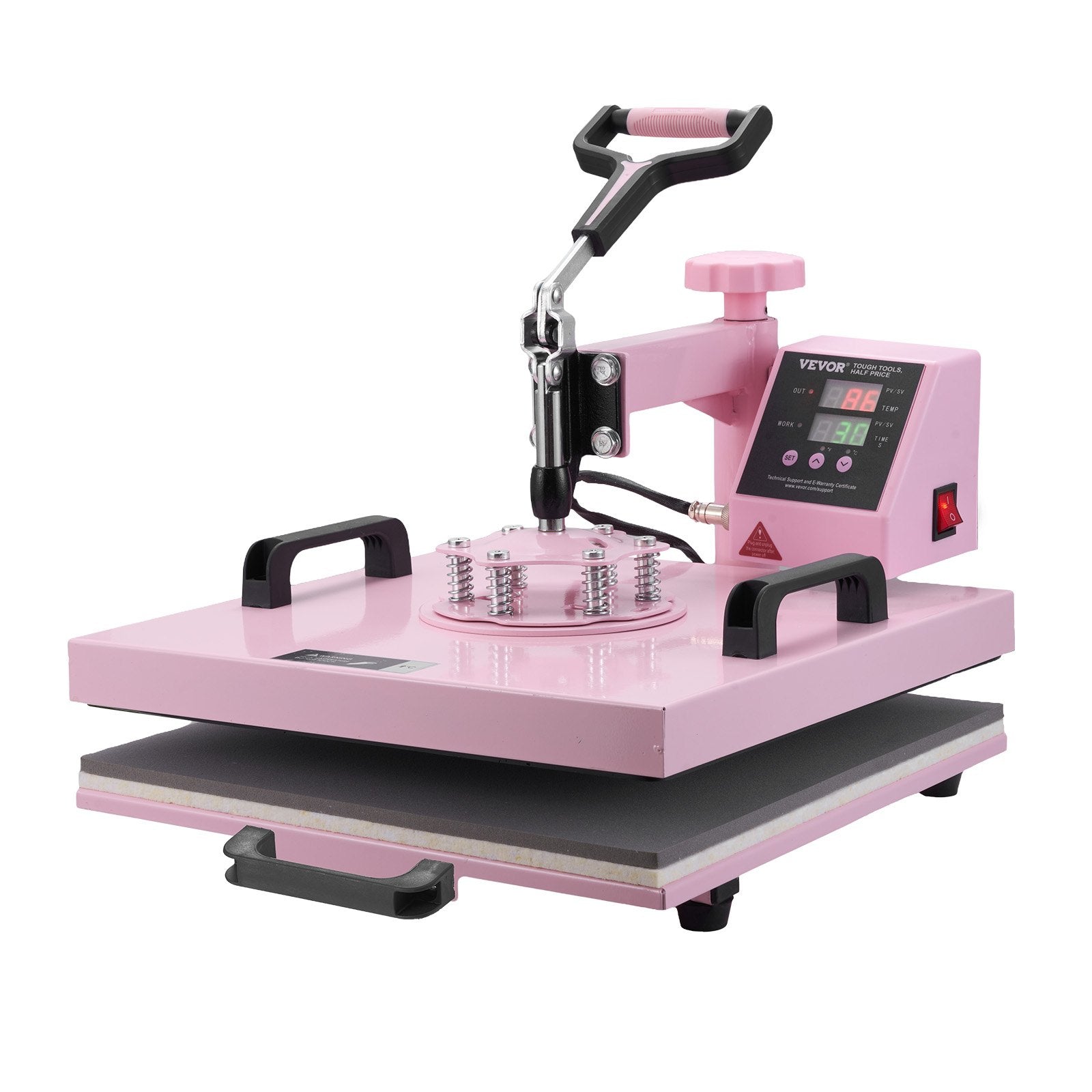 VEVOR Heat Press Machine, 15 x 15 inch, 5 in 1 Heat Transfer Machine with 30 oz Tumbler Press, 360° Swing Away T-Shirt Pressing, Digital Precise Control, for T-Shirts/Mugs/Hats/Plates, Pink
