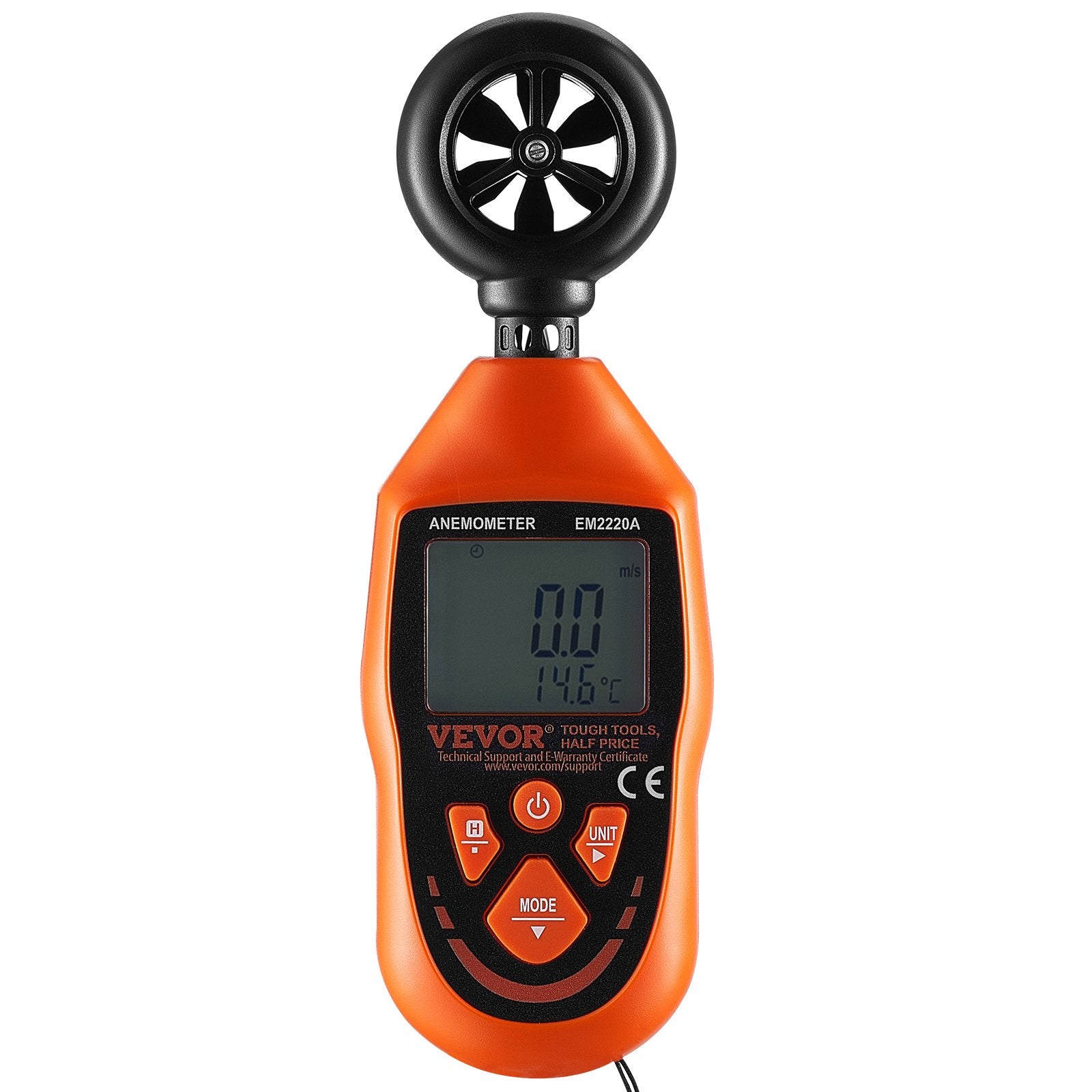 VEVOR Handheld Anemometer, -10℃ to 45℃, Digital Wind Speed Meter Gauge with LED Backlight Screen, Measures Wind Velocity Wind Temperature Air Flow Wind Chill, for Sailing Surfing Drone Flying HVAC 9