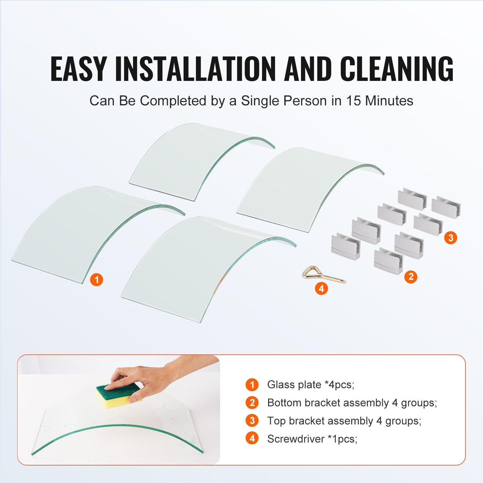 VEVOR Fire Pit Wind Guard, 26 x 26 x 6 Inch Glass Flame Guard, Round Glass Shield, 1/4-Inch Thick Fire Table, Clear Tempered Glass Flame Guard, Steady Feet Tree Pit Guard for Propane, Gas, Outdoor 4