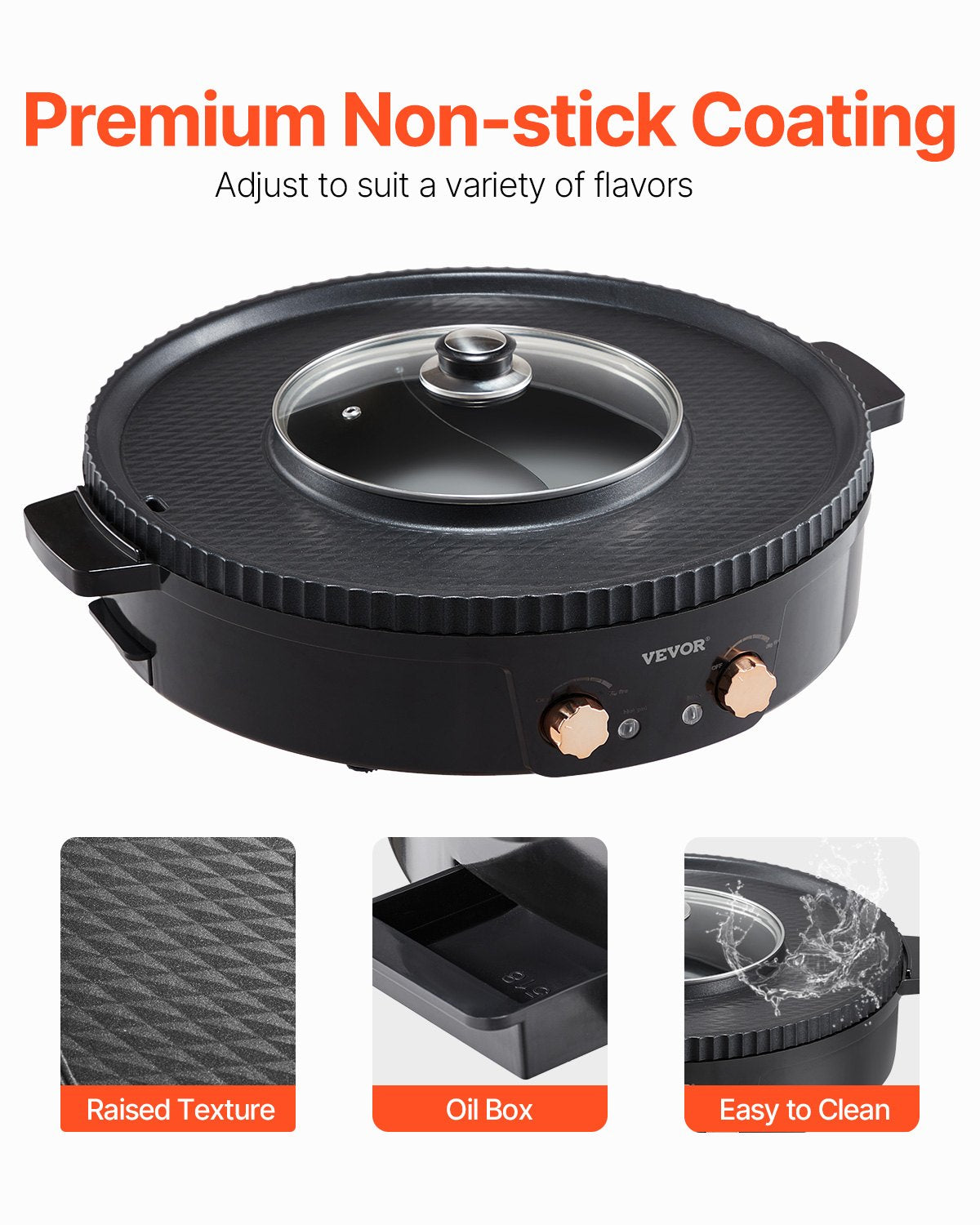 VEVOR Hot Pot with Grill 1800W 2-in-1 Electric Smokeless Grill and Hot Pot 5