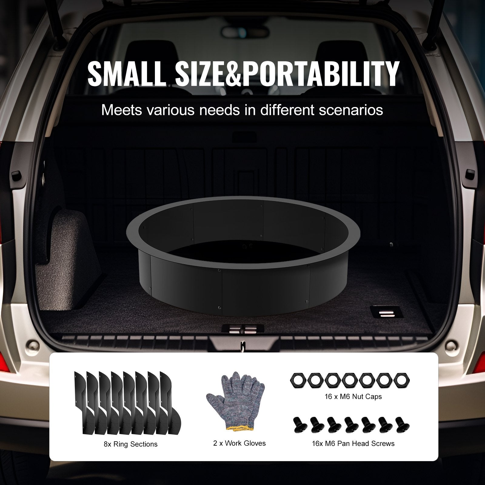 VEVOR Fire Pit Ring Round Inner Steel Liner DIY Campfire Firepit 6