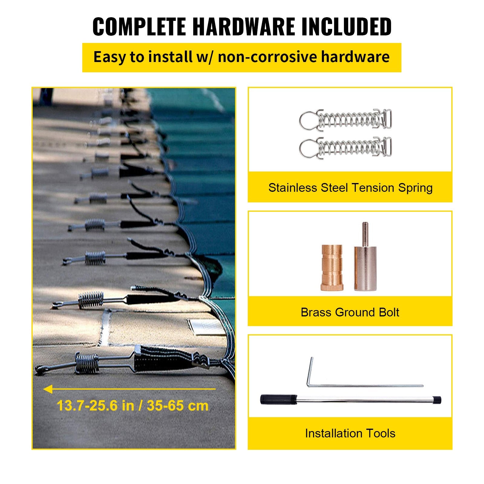 VEVOR Pool Safety Cover Fits 20x40ft Rectangle Inground Safety Pool Cover Green Mesh with 4x8ft Center End Steps Solid Pool Safety Cover for Swimming Pool Winter Safety Cover 4