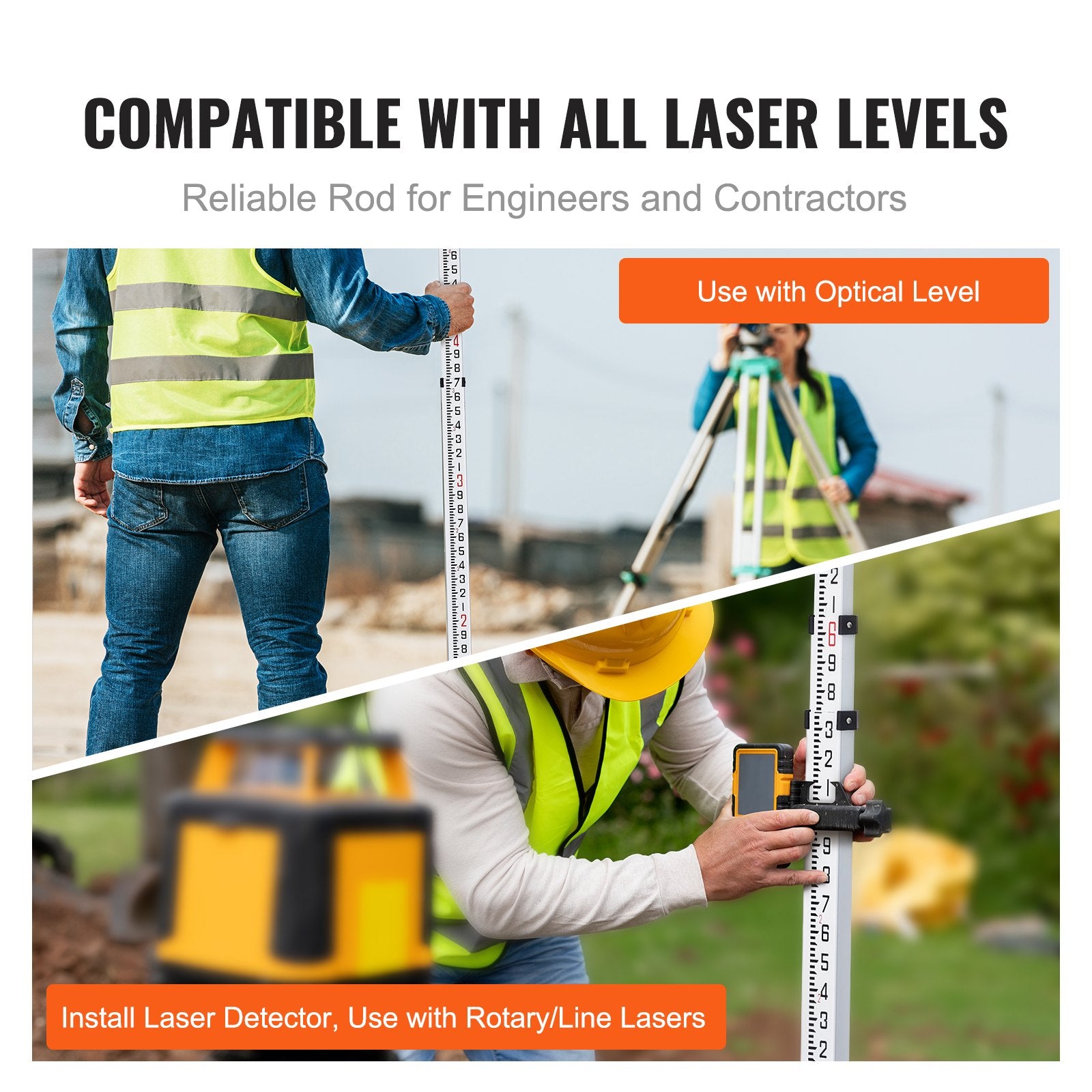 VEVOR Measuring Rod 16-Feet/8ths 4 Sections Telescopic Grade Rod 1/8in w/ Bag 6