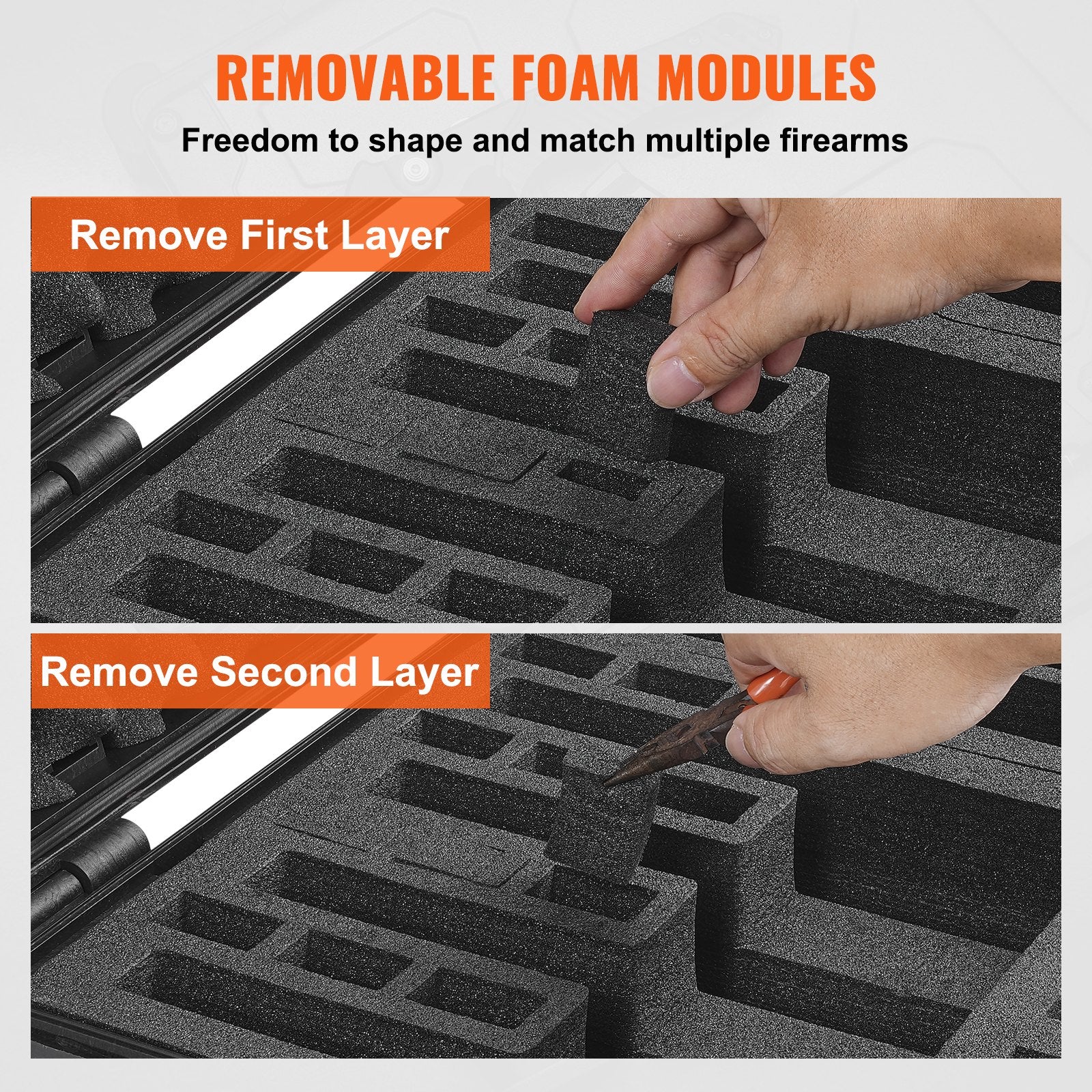 VEVOR Hard Pistol Cases with Pre-cut Lining Lockable Pistol Case for 5 Pistol 5