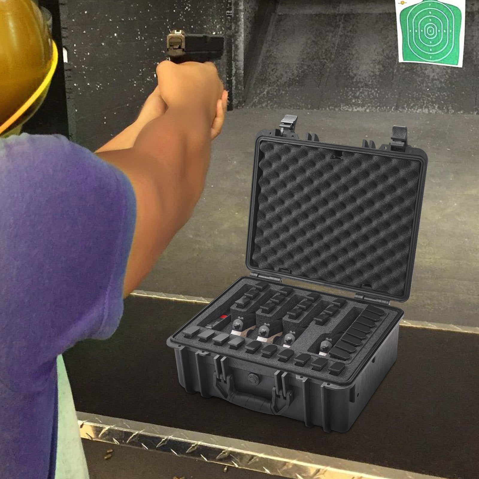 VEVOR Hard Pistol Cases with Pre-cut Lining Lockable Pistol Case for 5 Pistol 8