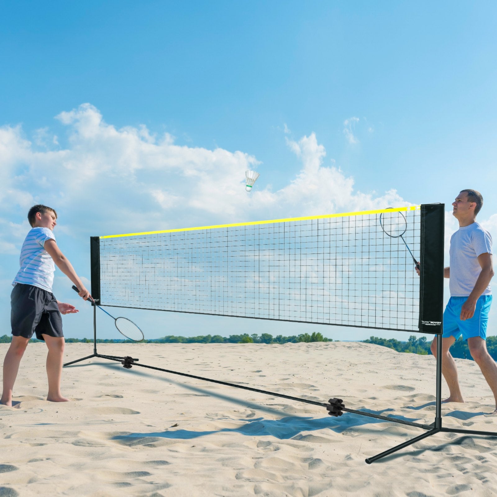 VEVOR Badminton Net, Height Adjustable Volleyball Net, 10ft Wide Foldable Pickleball Net, Portable Easy Setup Tennis Net Set with Poles, Stand and Carry Bag, for Kids Backyard Game Indoor Outdoor Use 7