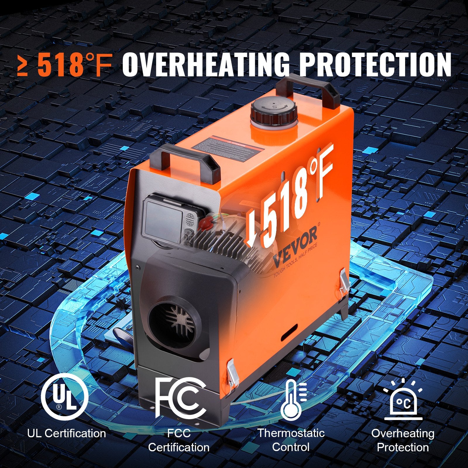 VEVOR 8 KW Diesel Air Heater, Bluetooth App Control All-on-one Diesel Heater with Automatic Altitude Adjustment, Remote Control and LCD, Portable Parking Heater for Home RV Trailer Camper Van Boat 5