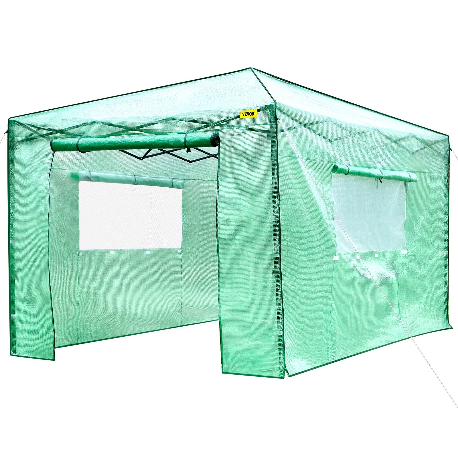 VEVOR 12\'x 8\'x 8\' Pop-Up Greenhouse, Set Up in Minutes, Portable Greenhouse with Doors & Windows. High Strength PE Cover & Powder-Coated Steel Construction 9