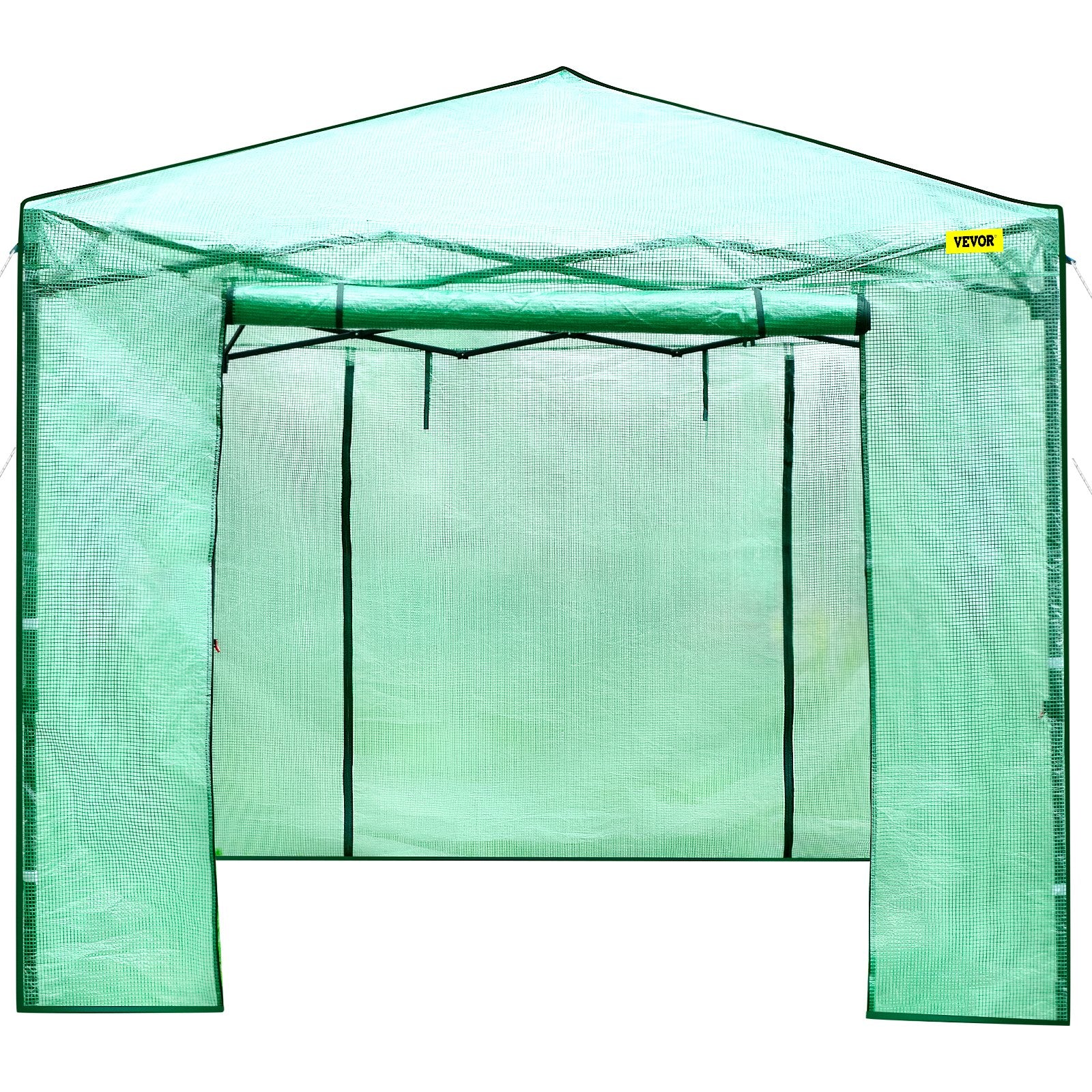 VEVOR 12\'x 8\'x 8\' Pop-Up Greenhouse, Set Up in Minutes, Portable Greenhouse with Doors & Windows. High Strength PE Cover & Powder-Coated Steel Construction 10