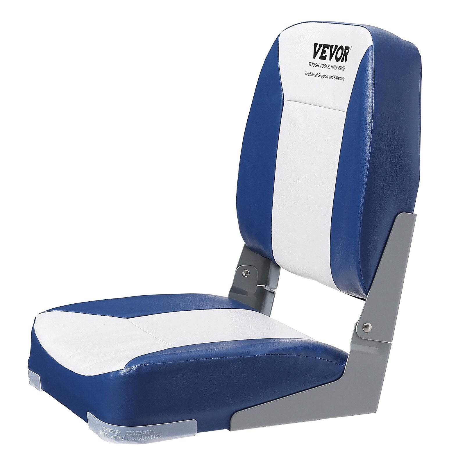 VEVOR Boat Seat, 480 mm Low Back Boat Seat, Folding Boat Chair with Thickened Sponge Padding and Hinge, Fold-Down Boat Captain Chair for Fishing Boat, Sightseeing Boat, Speedboat, Canoe, 1-Piece 9