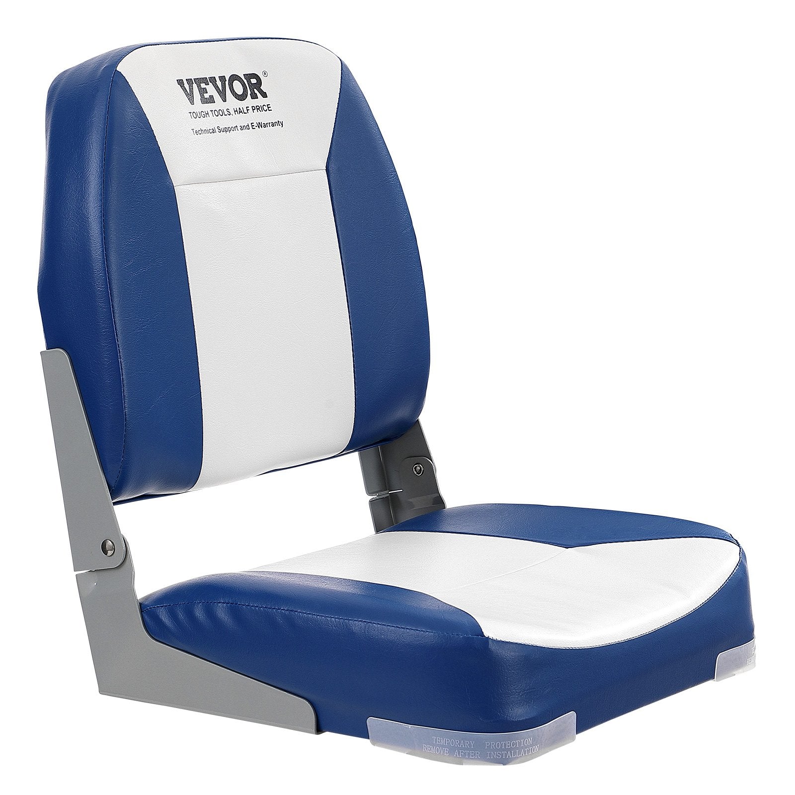 VEVOR Boat Seat, 480 mm Low Back Boat Seat, Folding Boat Chair with Thickened Sponge Padding and Hinge, Fold-Down Boat Captain Chair for Fishing Boat, Sightseeing Boat, Speedboat, Canoe, 1-Piece 10