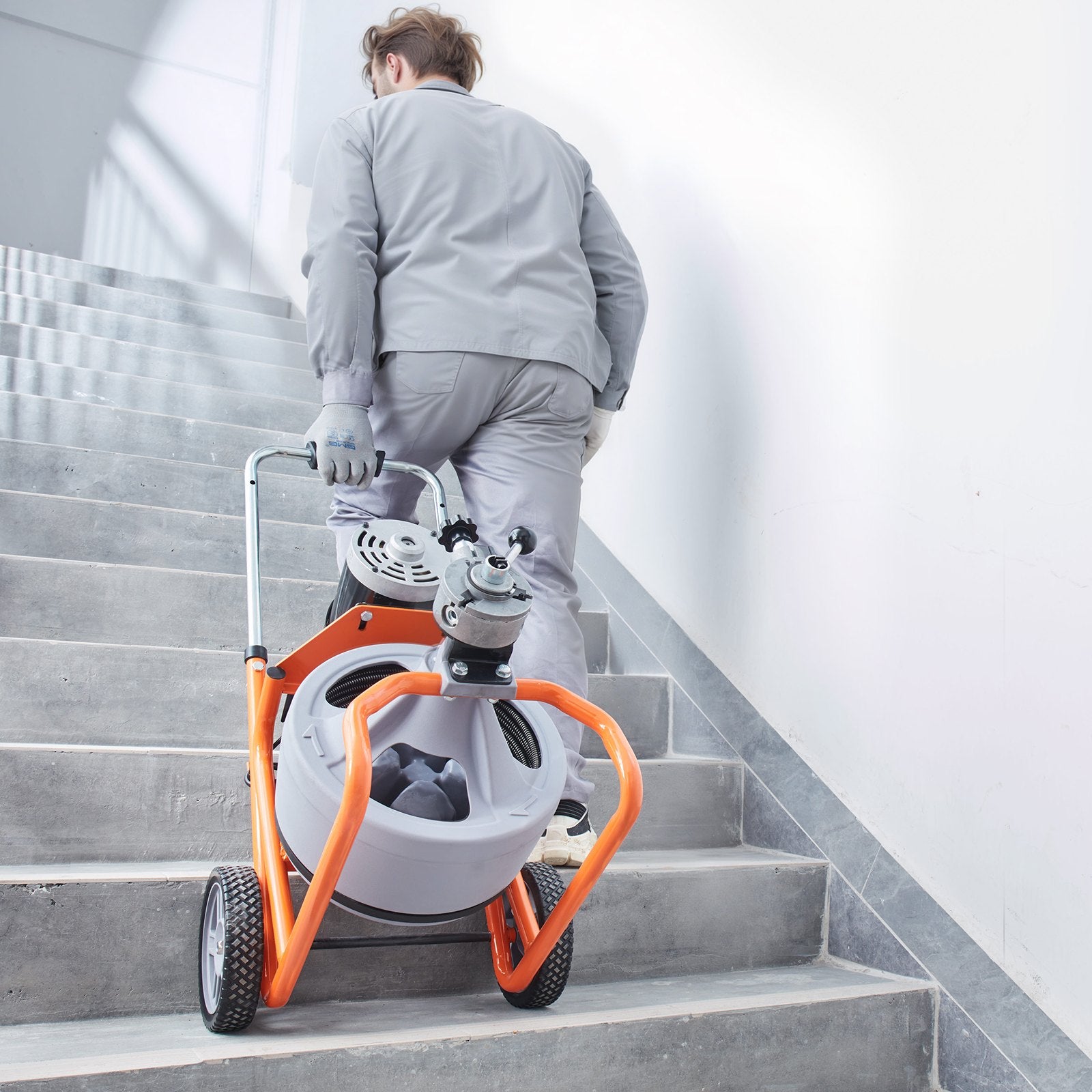 VEVOR Drain Cleaner Machine 100FT x 3/8 Inch, Auto Feed Sewer Snake Drain Auger on Wheels, Portable Drain Cleaning Machine with 8 Cutters & Air-activated Foot Switch for 2" to 4" Pipes 8