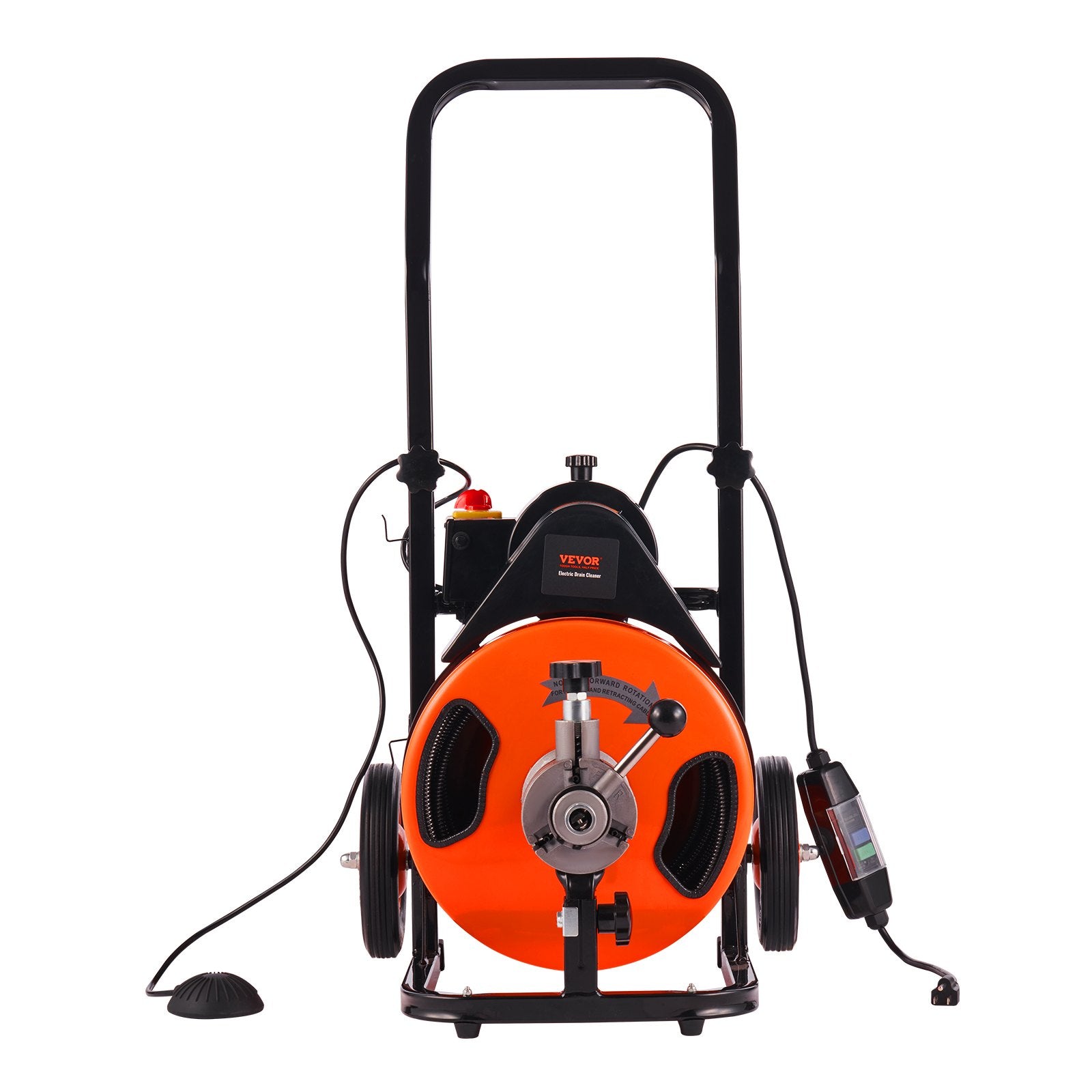 VEVOR Drain Cleaner Machine 75FT x 3/8Inch, Auto Feed Sewer Snake Auger with 4 Cutter & Air-activated Foot Switch for 2" to 4" Pipes 9