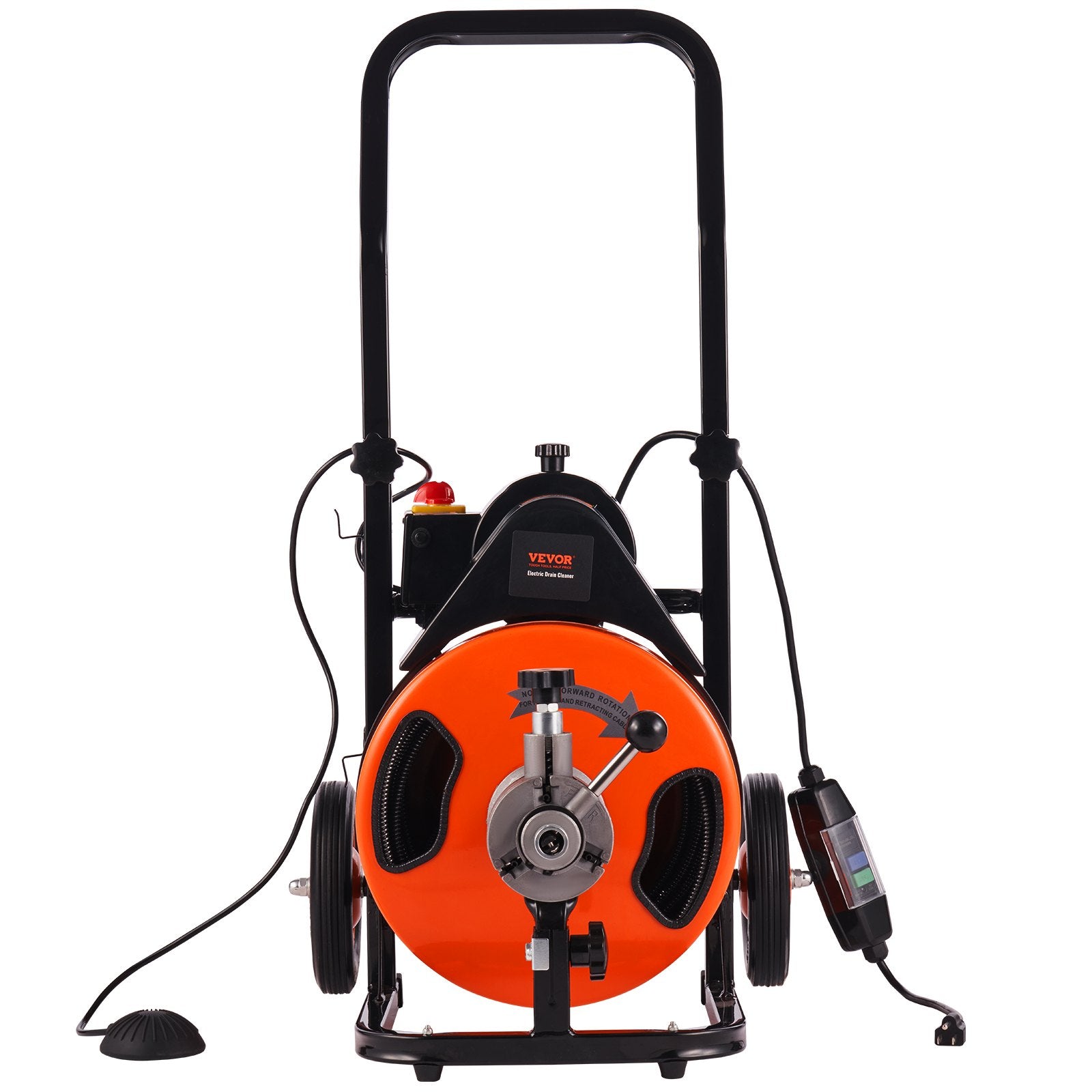 VEVOR Drain Cleaner Machine 75FT x 3/8Inch, Auto Feed Sewer Snake Auger with 4 Cutter & Air-activated Foot Switch for 2" to 4" Pipes 11
