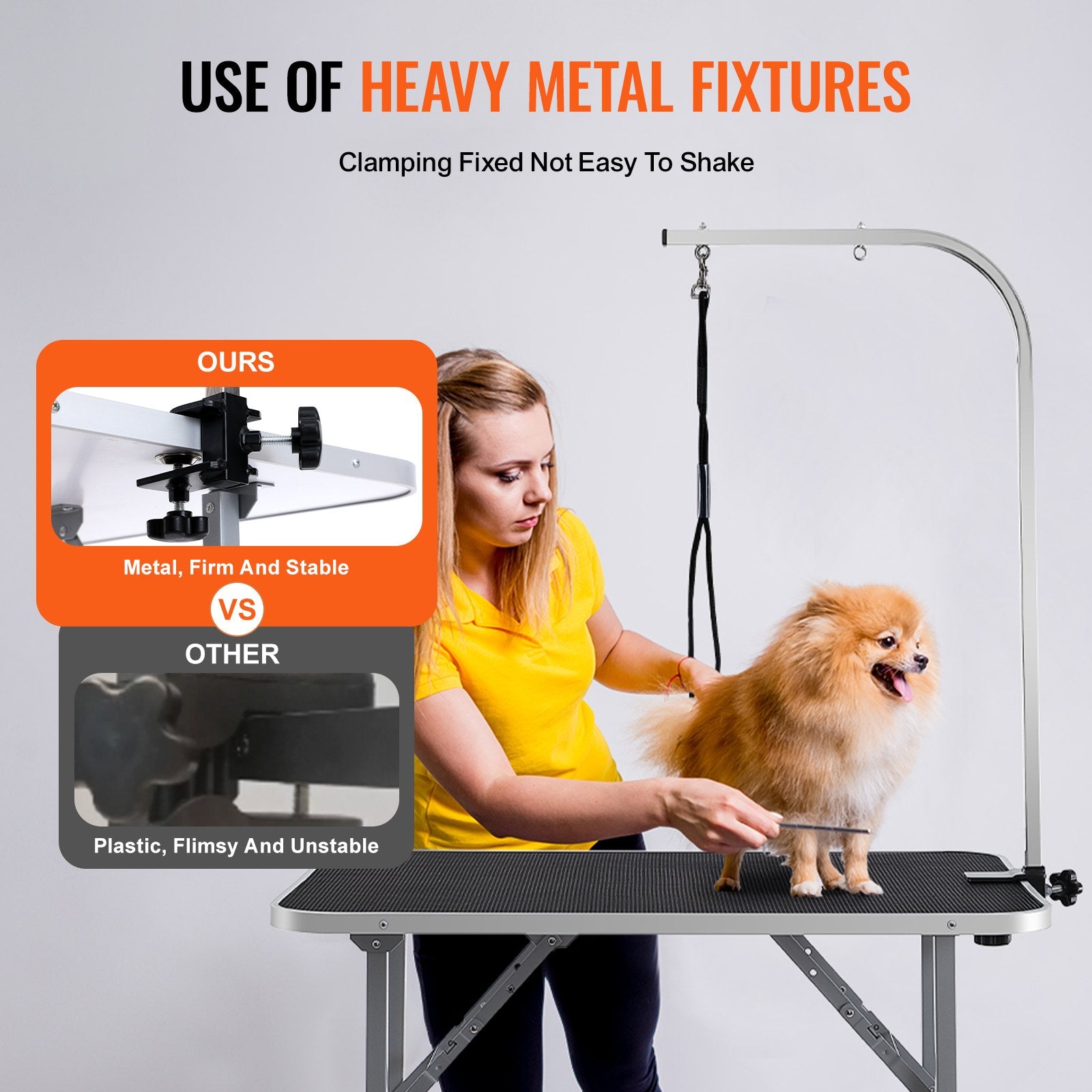 VEVOR Pet Grooming Table Arm with Clamp, 915 x 610mm Dog Grooming Station, Foldable Pets Grooming Stand for Medium and Small Dogs, Free No Sit Haunch Holder with Grooming Loop, Bearing 149.7kg 3