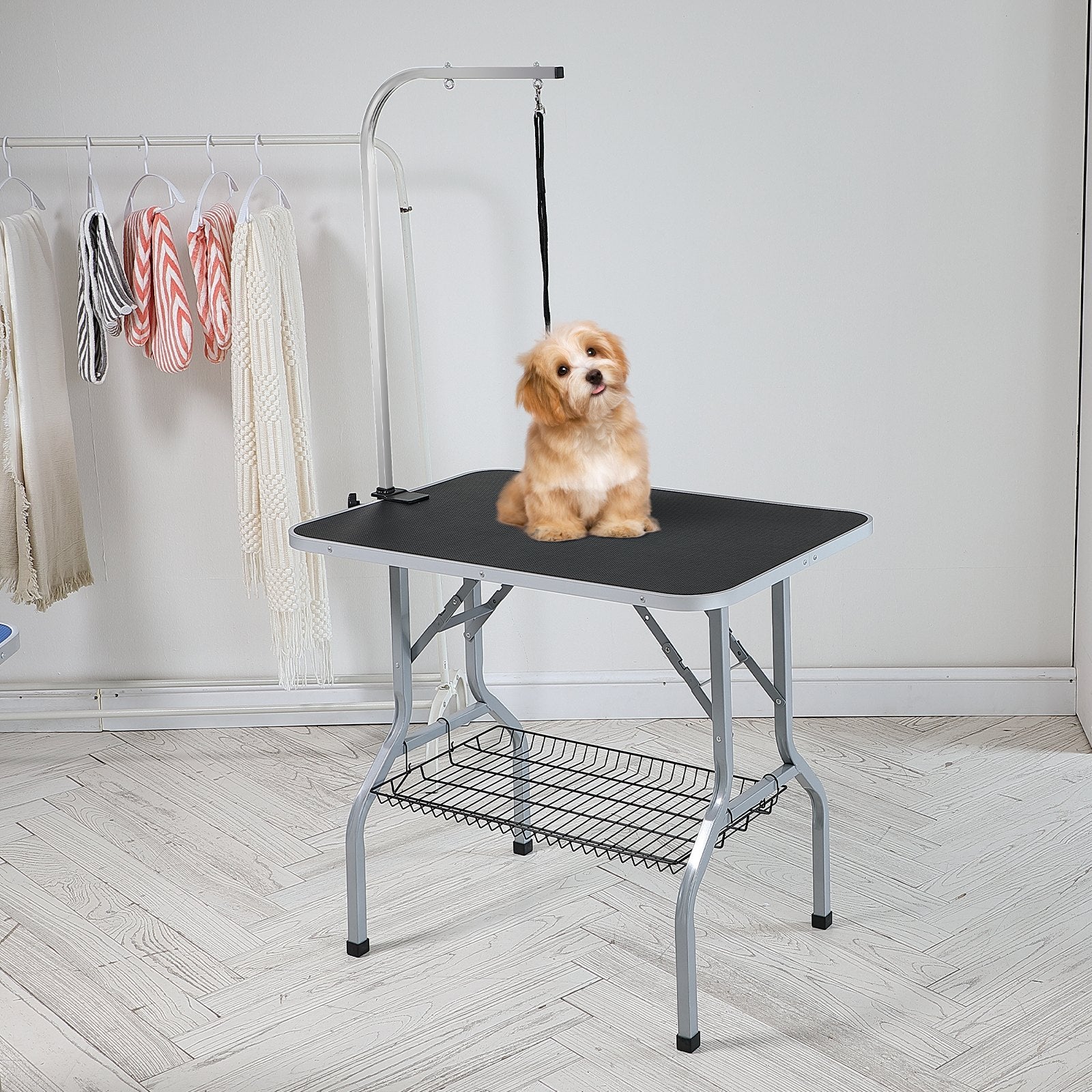 VEVOR Pet Grooming Table Arm with Clamp, 915 x 610mm Dog Grooming Station, Foldable Pets Grooming Stand for Medium and Small Dogs, Free No Sit Haunch Holder with Grooming Loop, Bearing 149.7kg 8