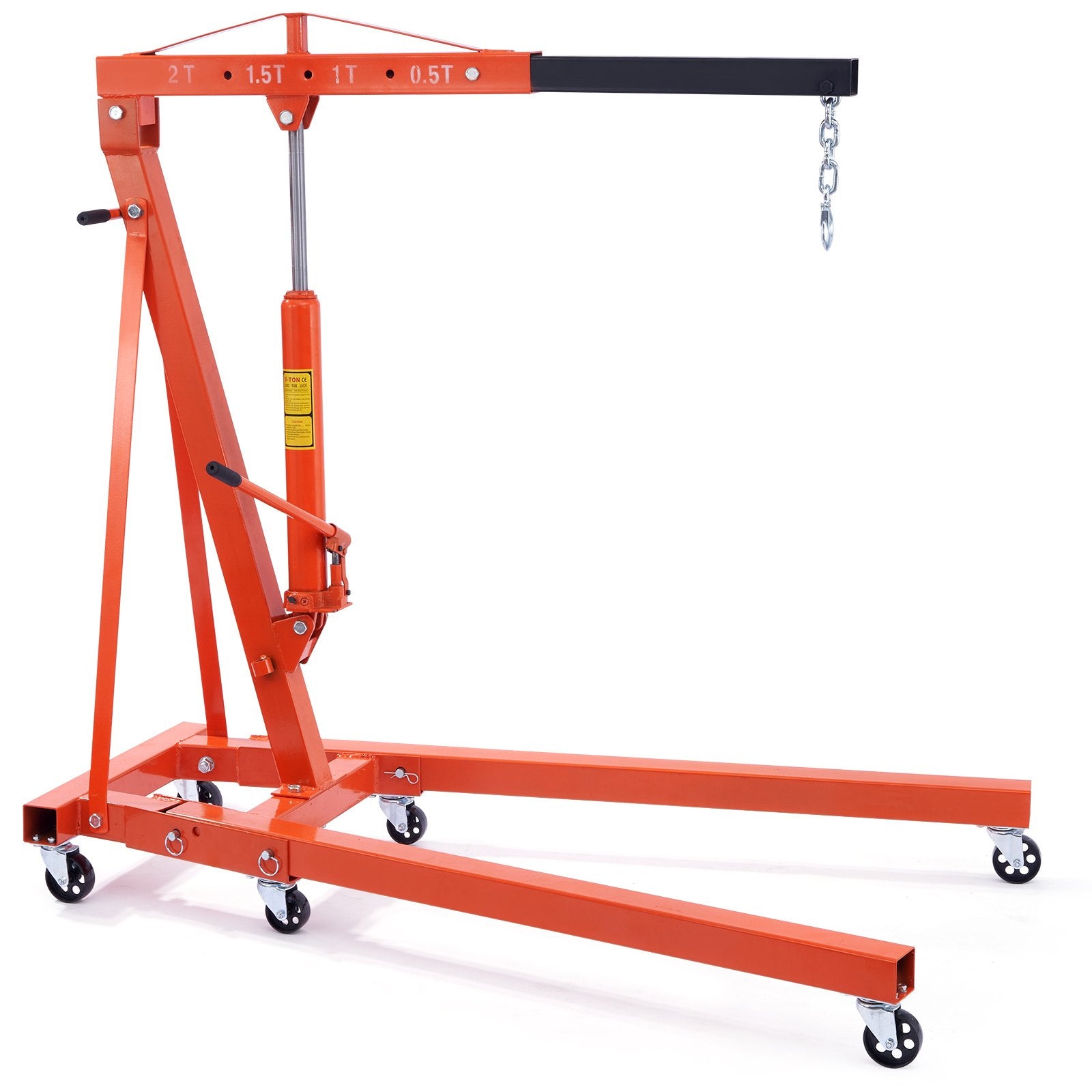 VEVOR Hydraulic Engine Hoist with Lever, 2000KG Heavy-duty Cherry Picker Shop Crane, Foldable Engine Crane and Engine Hoist leveler for Auto Repair, Motors, Weights Lifting, Loading 9