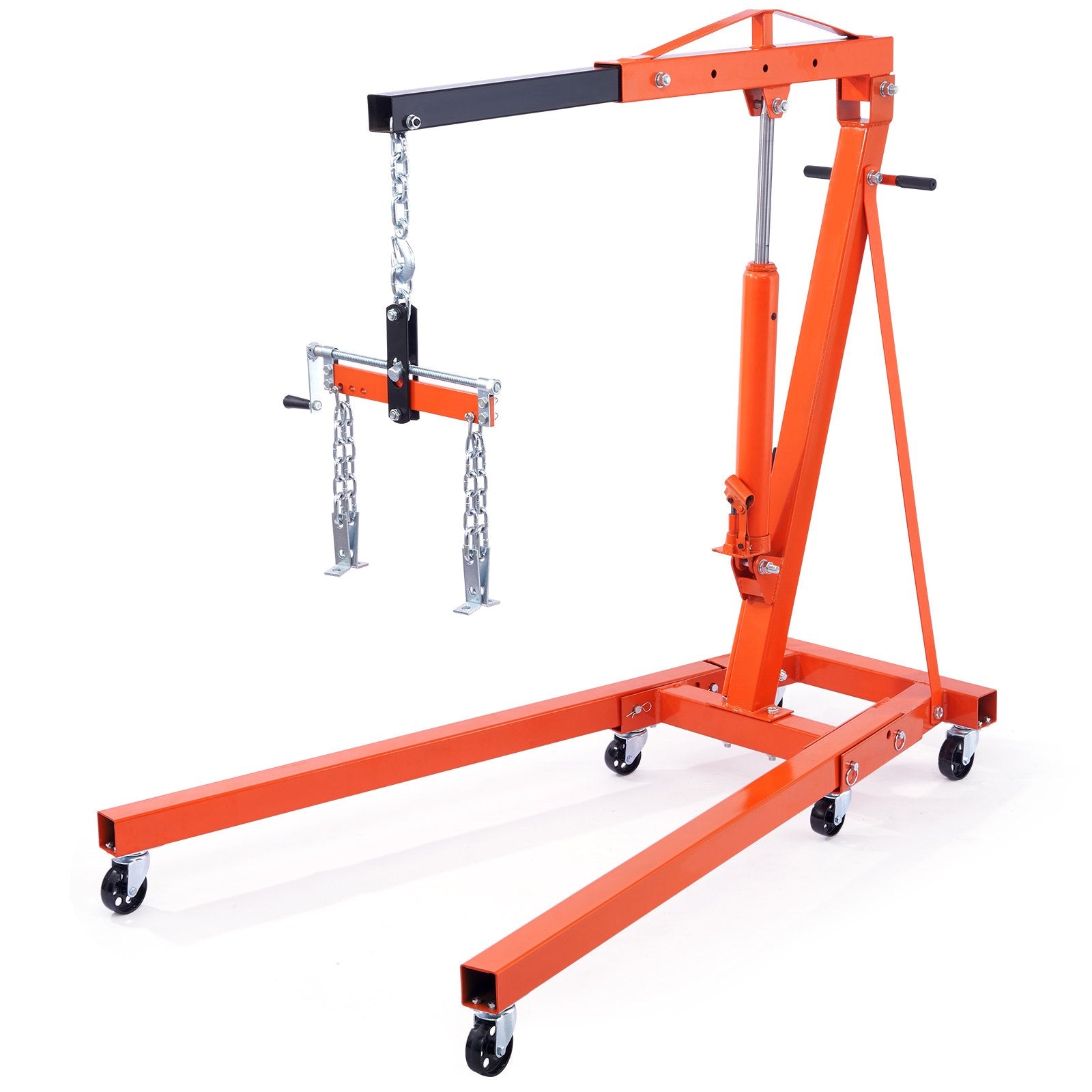 VEVOR Hydraulic Engine Hoist with Lever, 2000KG Heavy-duty Cherry Picker Shop Crane, Foldable Engine Crane and Engine Hoist leveler for Auto Repair, Motors, Weights Lifting, Loading 11