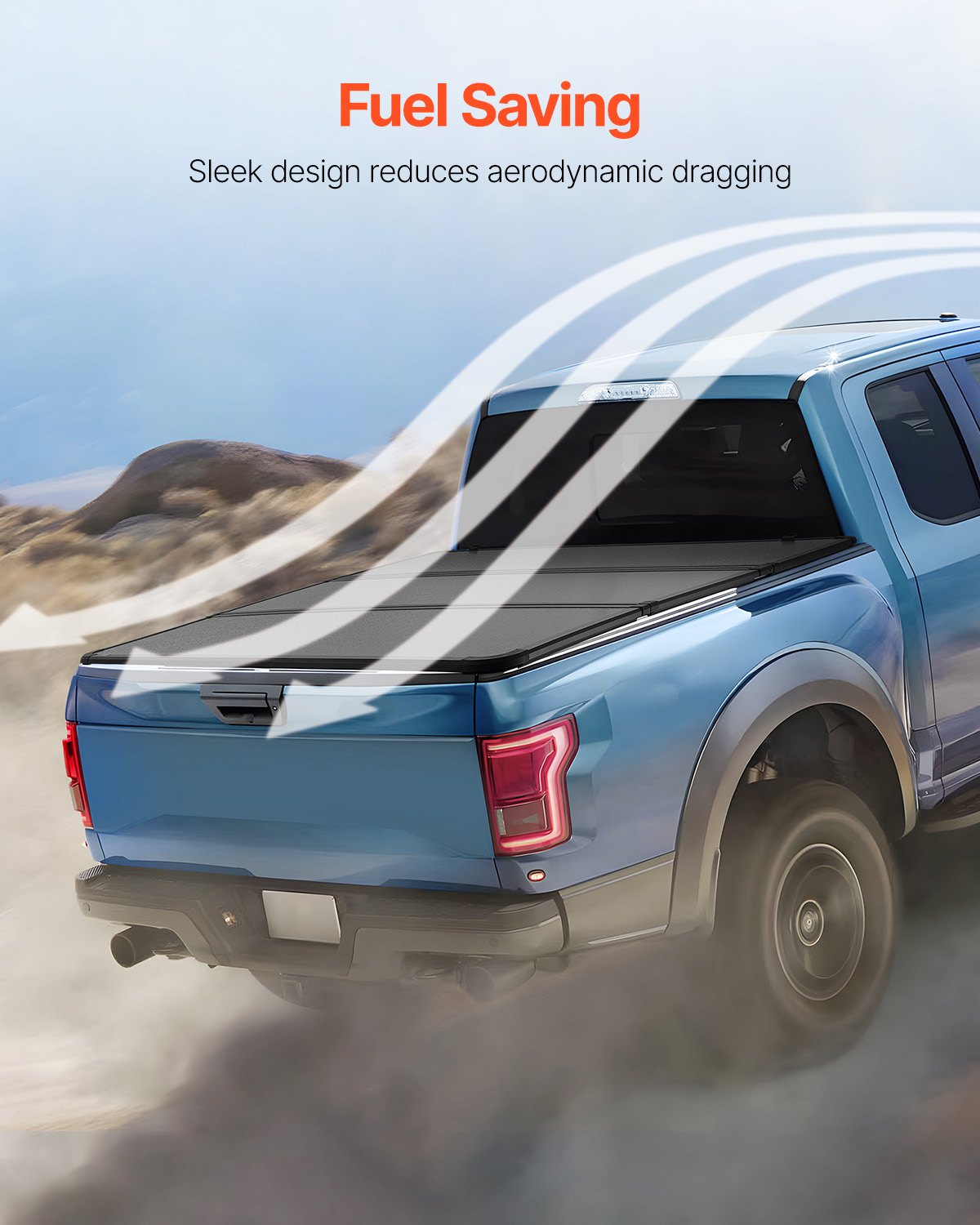 VEVOR Tri-Fold Truck Bed Tonneau Cover, Compatible with 2015-2024 Ford F-150, 2004 mm Bed, Only Fit 2004 x 1656 mm Inside Bed, 181.4 kg Load Capacity with Built-in LED Light, Quick Folding, Black 6