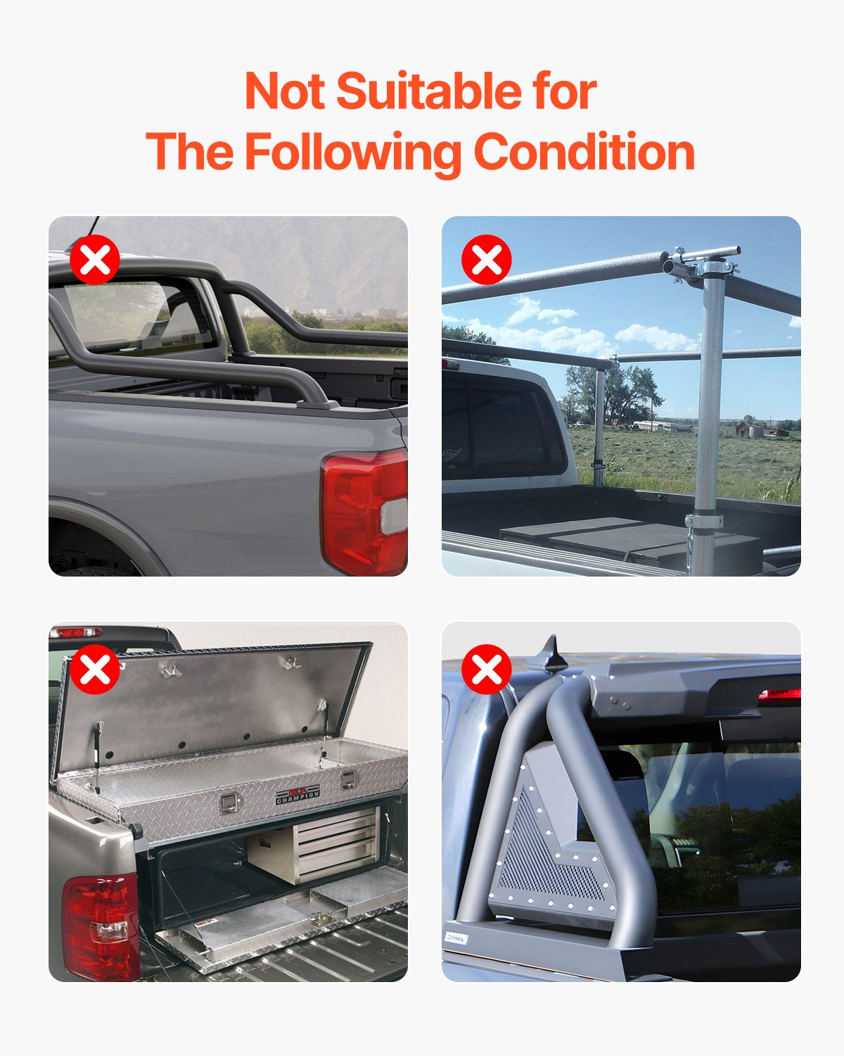 VEVOR Tri-Fold Truck Bed Tonneau Cover, Compatible with 2015-2024 Ford F-150, 2004 mm Bed, Only Fit 2004 x 1656 mm Inside Bed, 181.4 kg Load Capacity with Built-in LED Light, Quick Folding, Black 7
